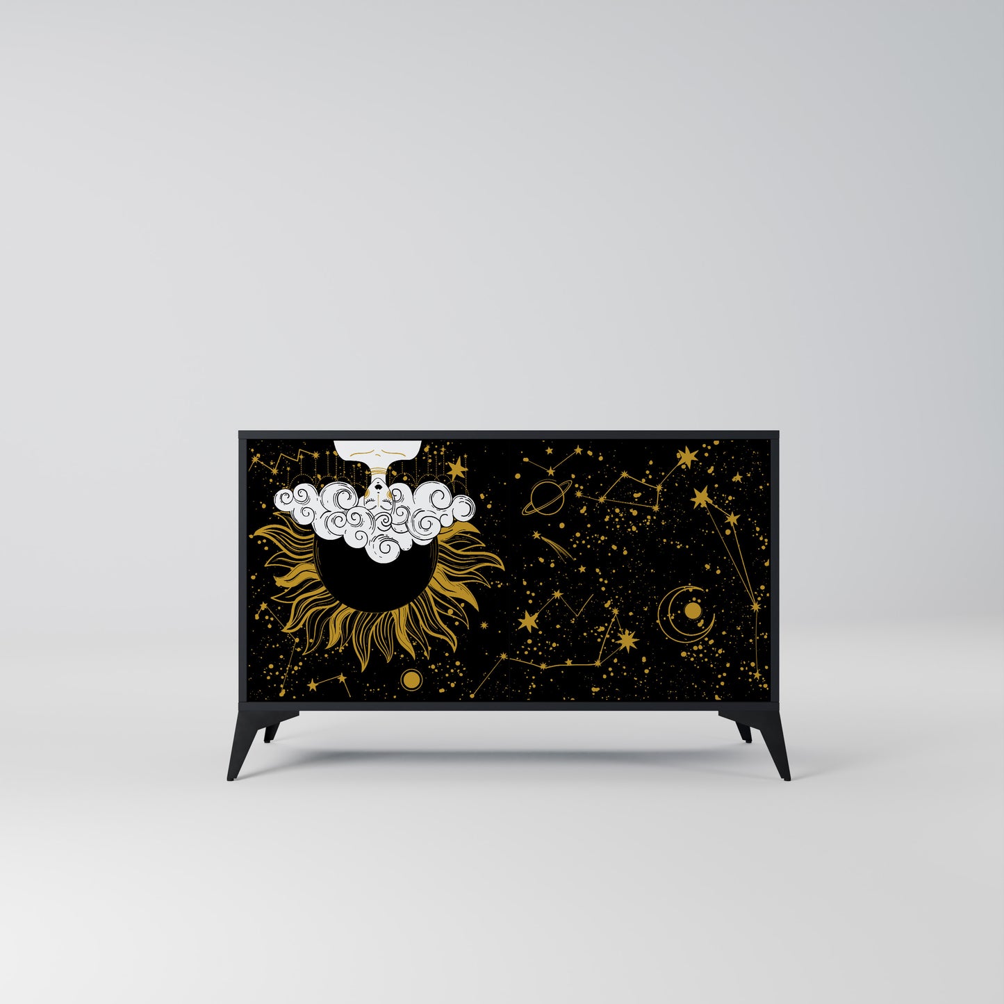 STELLAR CONSTELLATIONS 2-dörrars skänk i svart finish