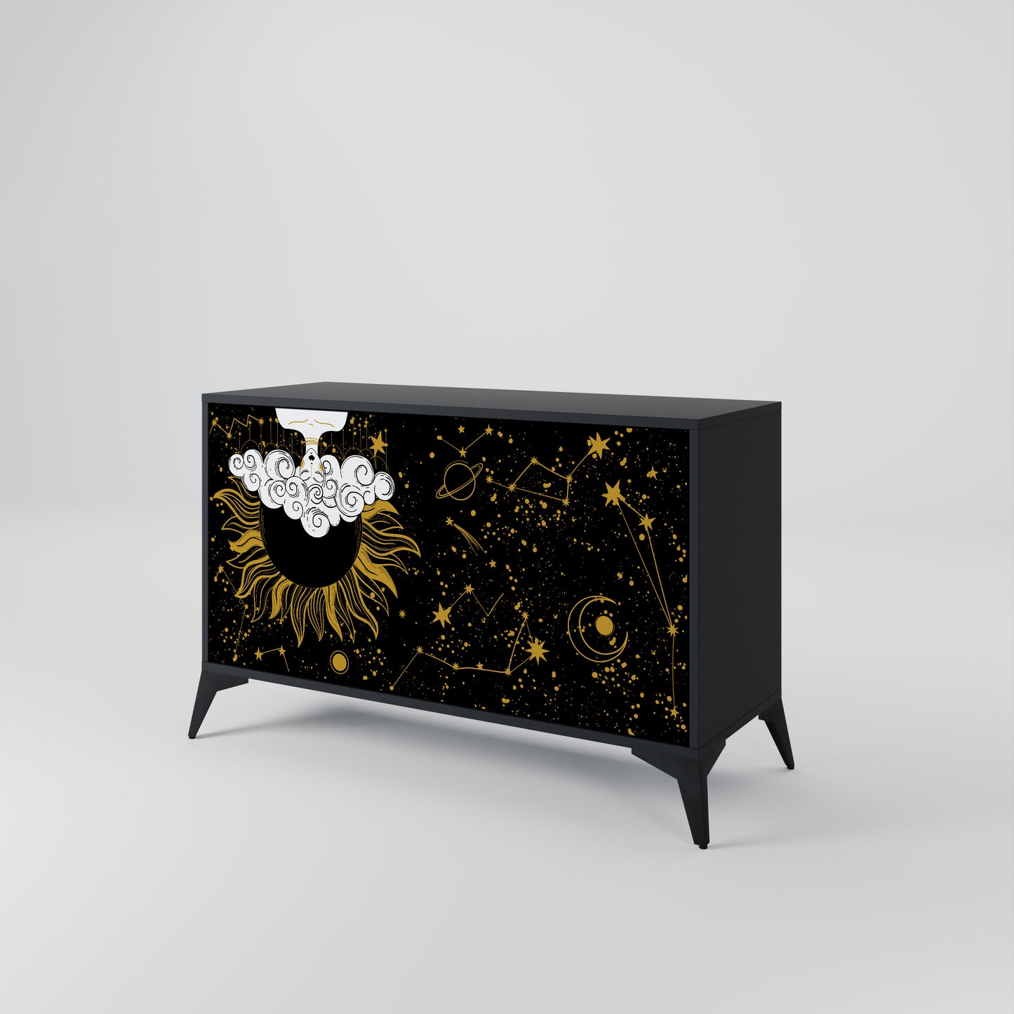 STELLAR CONSTELLATIONS 2-dörrars skänk i svart finish
