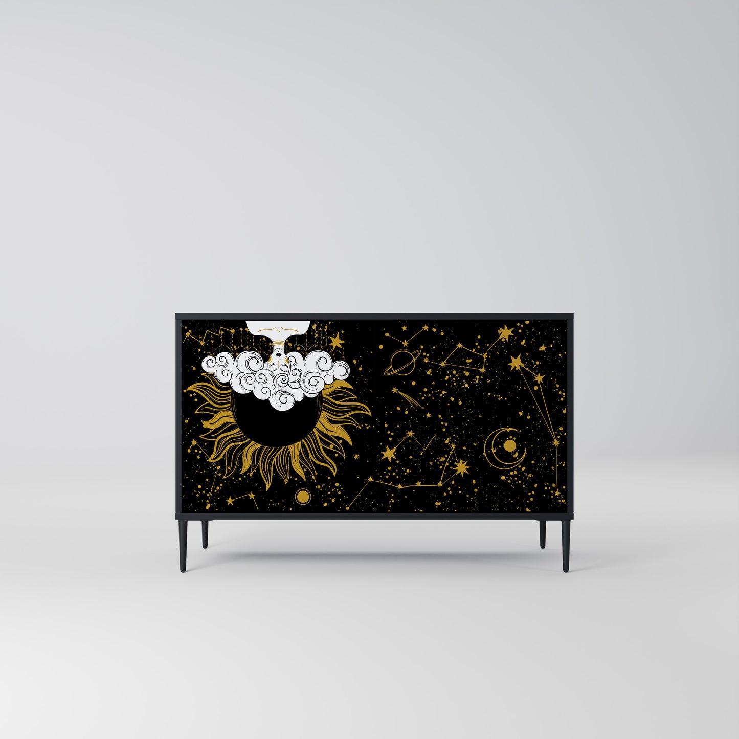 STELLAR CONSTELLATIONS 2-dörrars skänk i svart finish