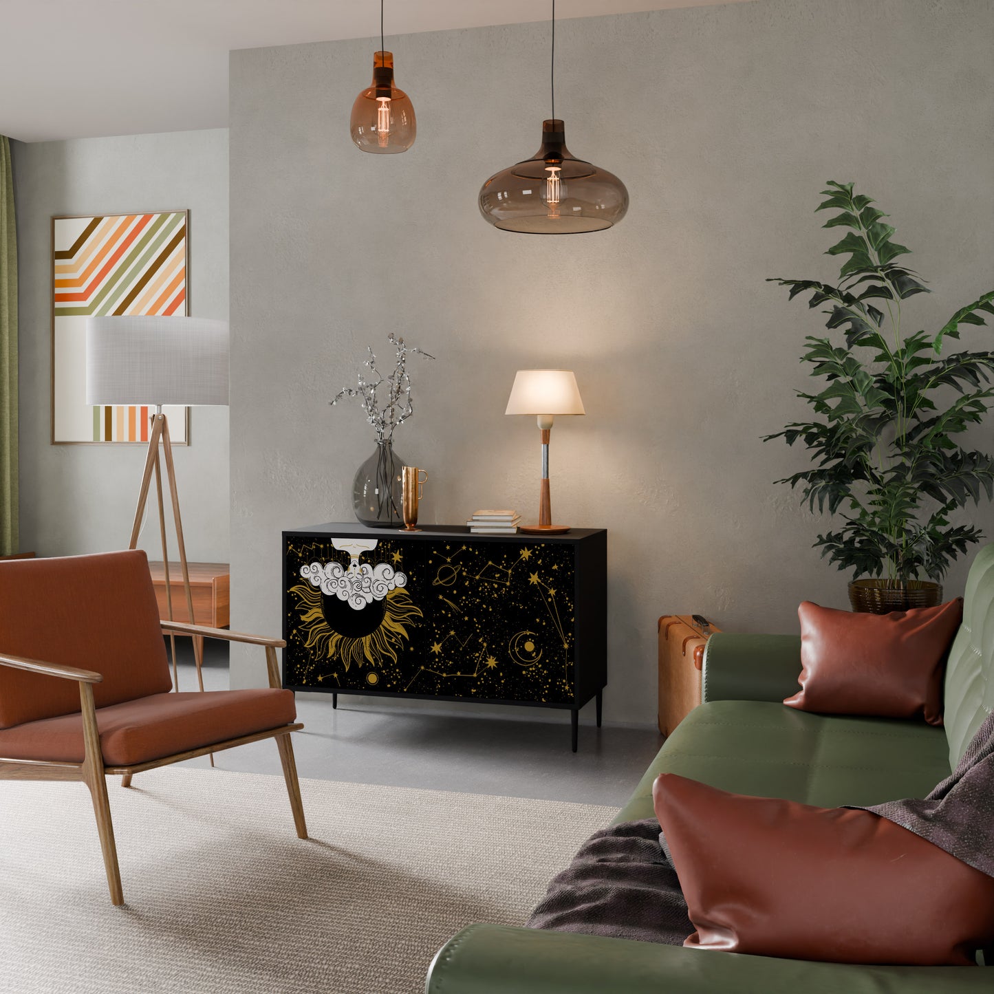 STELLAR CONSTELLATIONS 2-dörrars skänk i svart finish