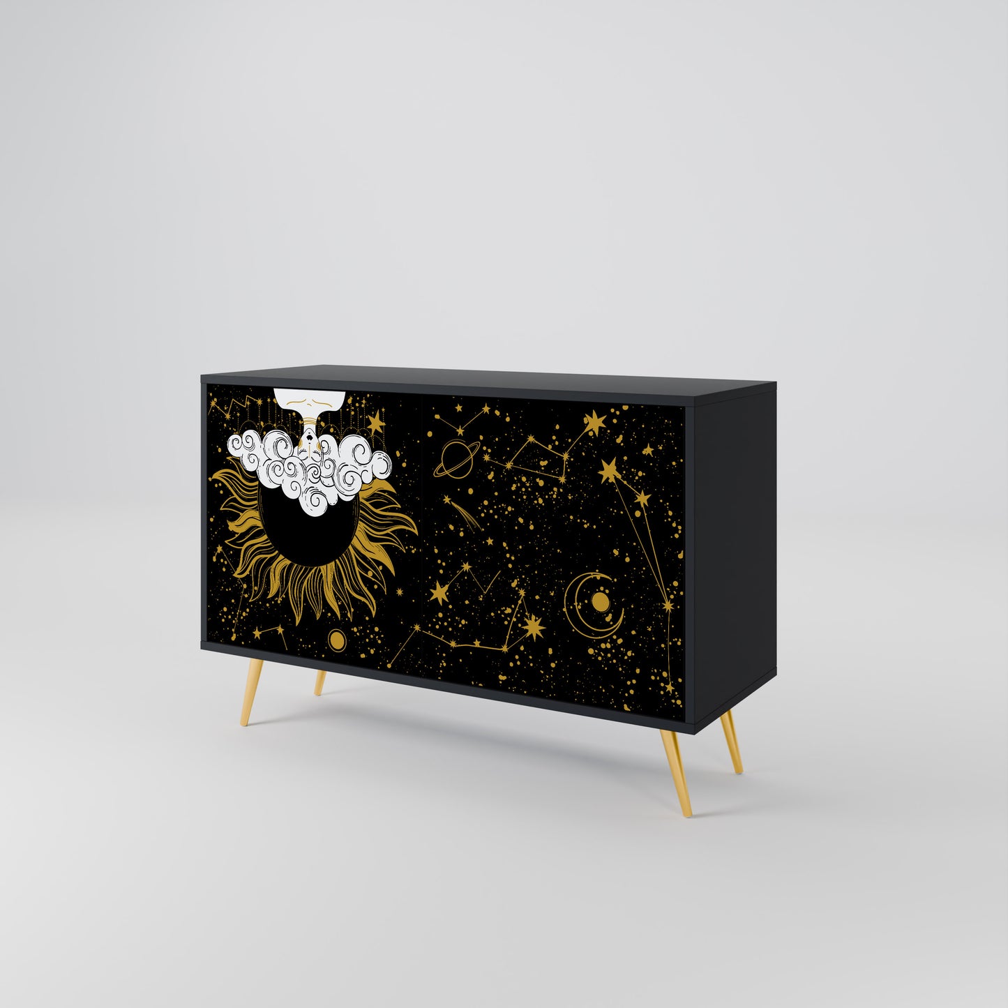 STELLAR CONSTELLATIONS 2-dörrars skänk i svart finish