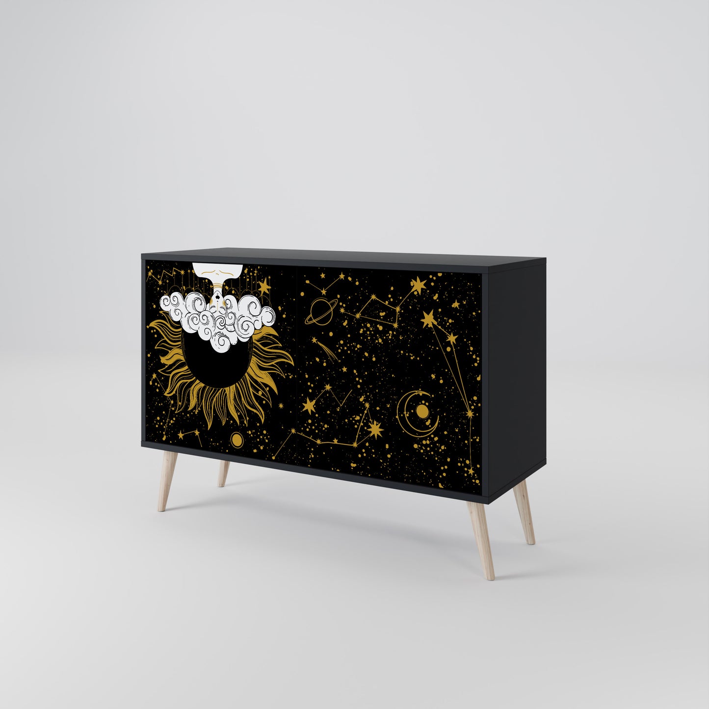 STELLAR CONSTELLATIONS 2-dörrars skänk i svart finish