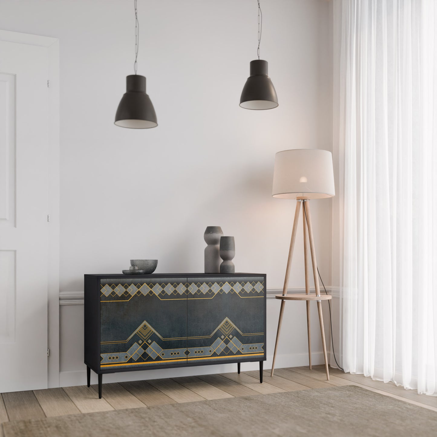 ROYAL ORDINARINESS 2-Door Sideboard in Black Finish