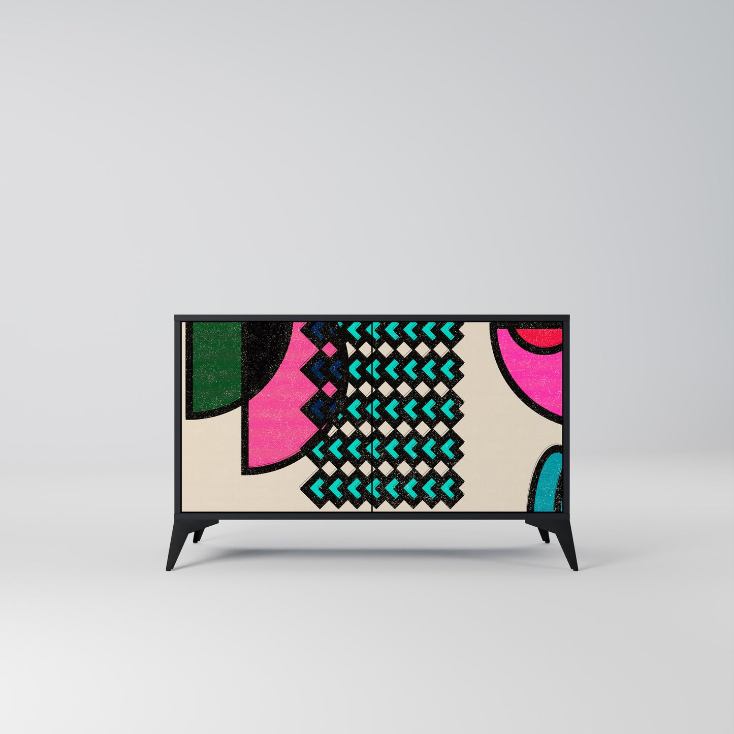 GEOMETRIC RHAPSODY 2-Door Sideboard in Black Finish