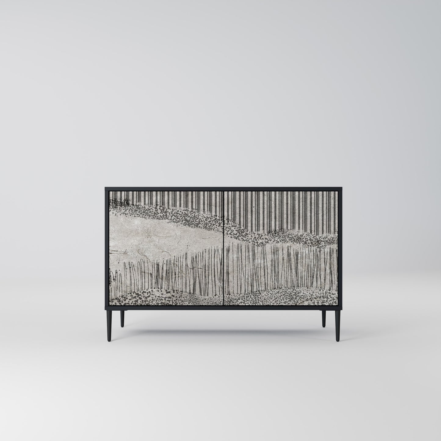 GRAIN LINES 2-Door Sideboard in Black Finish