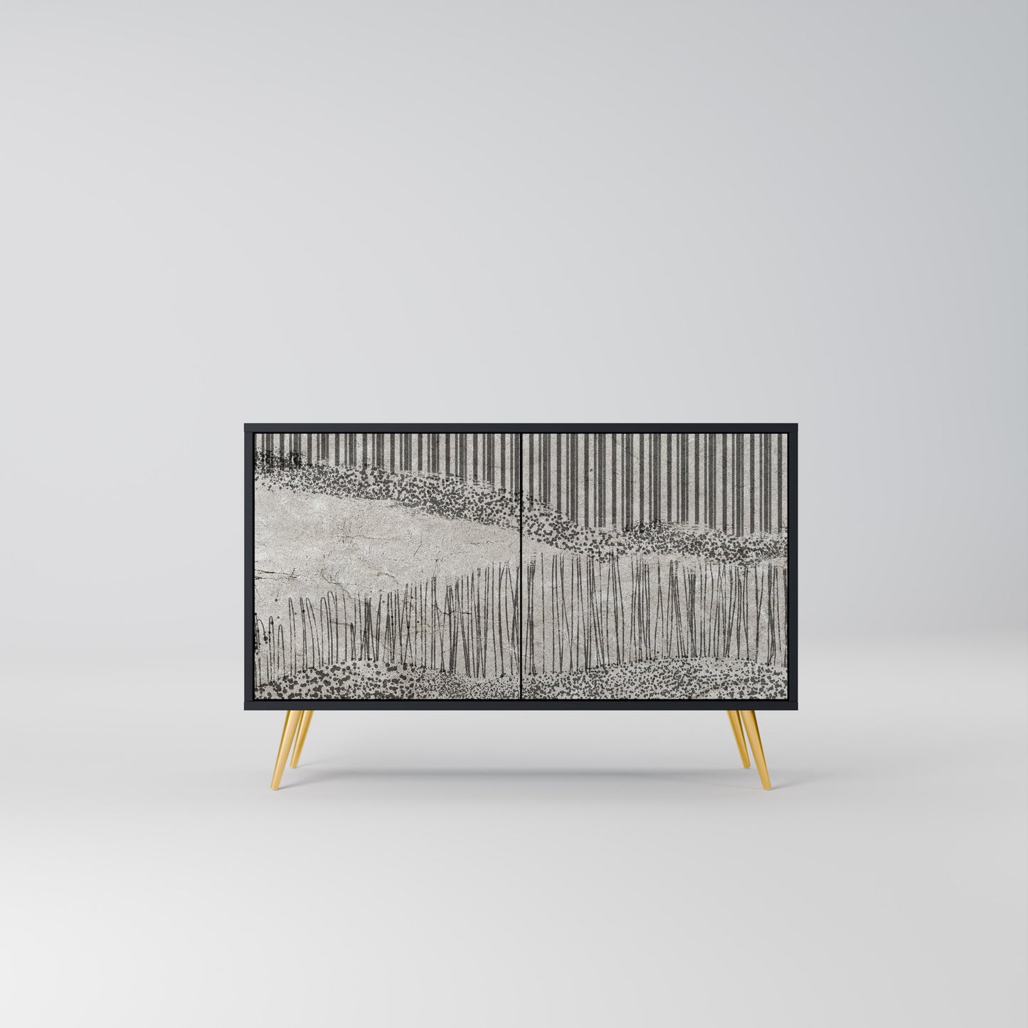 GRAIN LINES 2-Door Sideboard in Black Finish