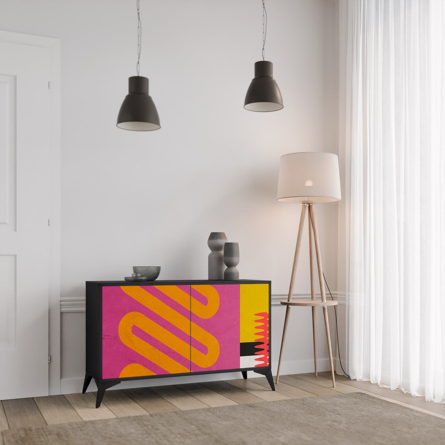 VIVID ART 2-dörrars skänk i svart finish