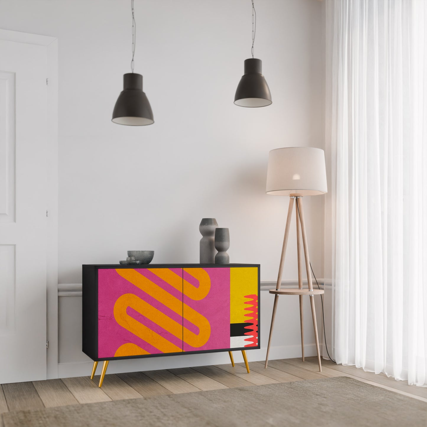 VIVID ART 2-dörrars skänk i svart finish
