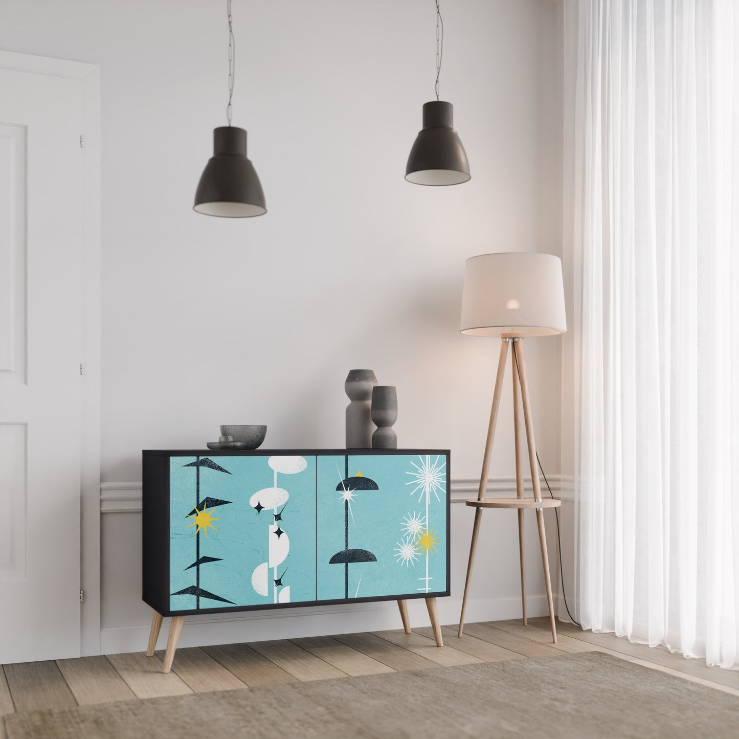 PATHS TO HAPPINESS 2-Door Sideboard in Black Finish