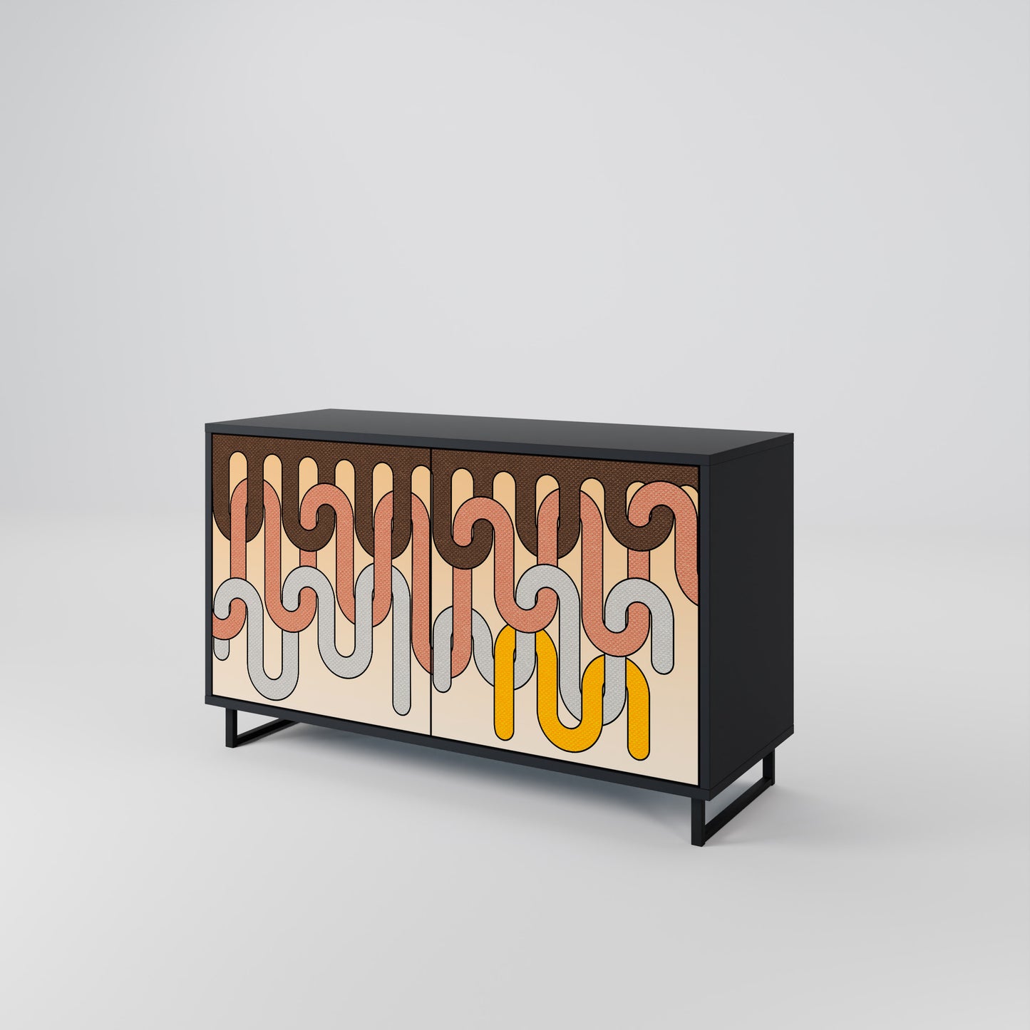 COLORFUL STRINGS 2-Door Sideboard in Black Finish