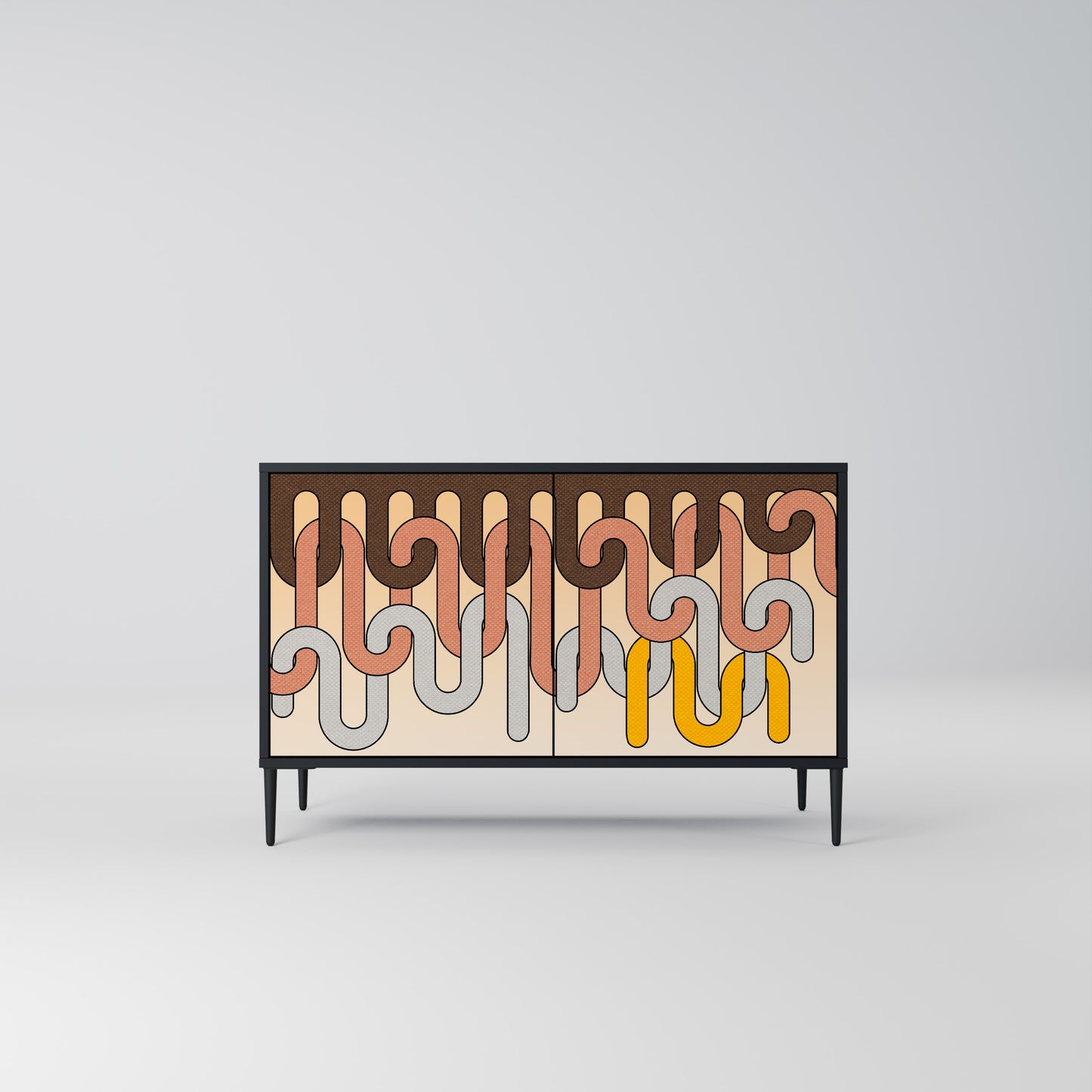 COLORFUL STRINGS 2-Door Sideboard in Black Finish