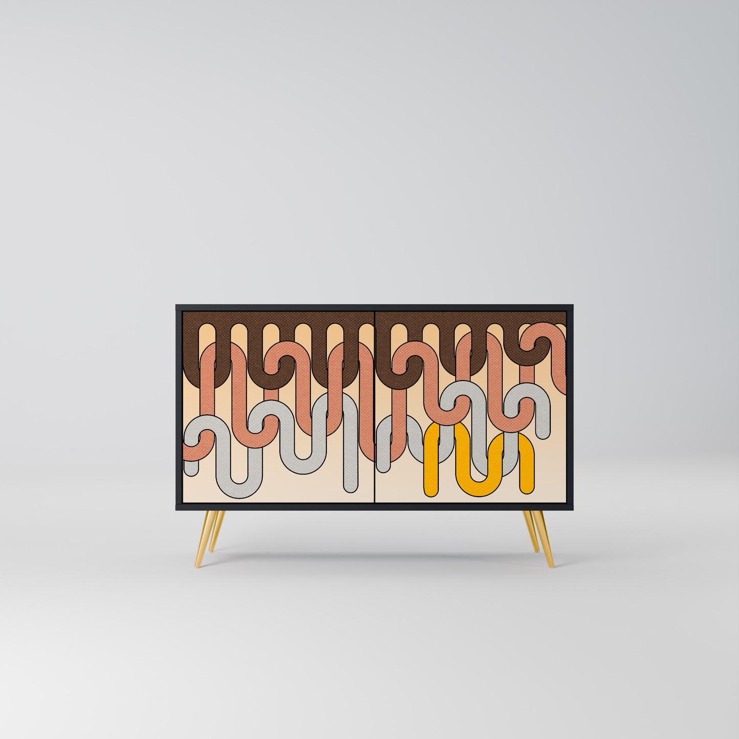 COLORFUL STRINGS 2-Door Sideboard in Black Finish