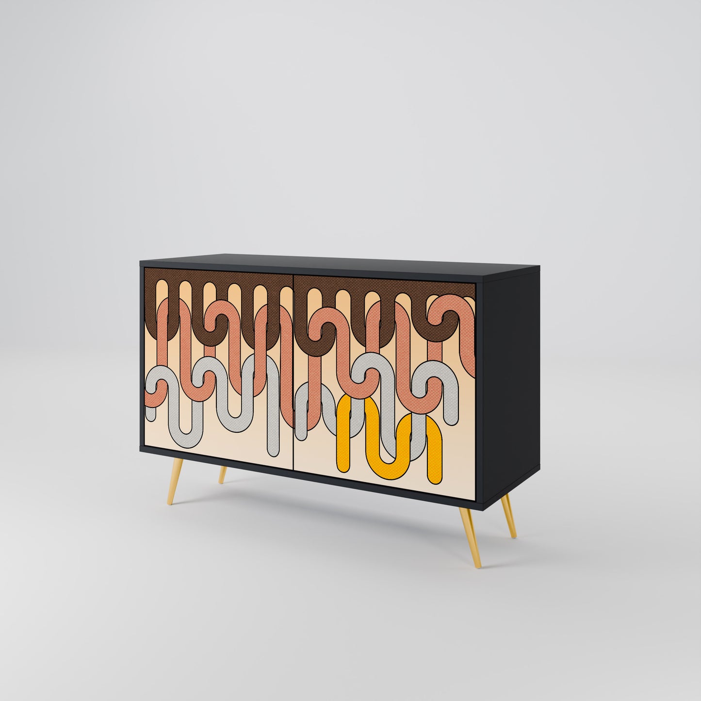 COLORFUL STRINGS 2-Door Sideboard in Black Finish