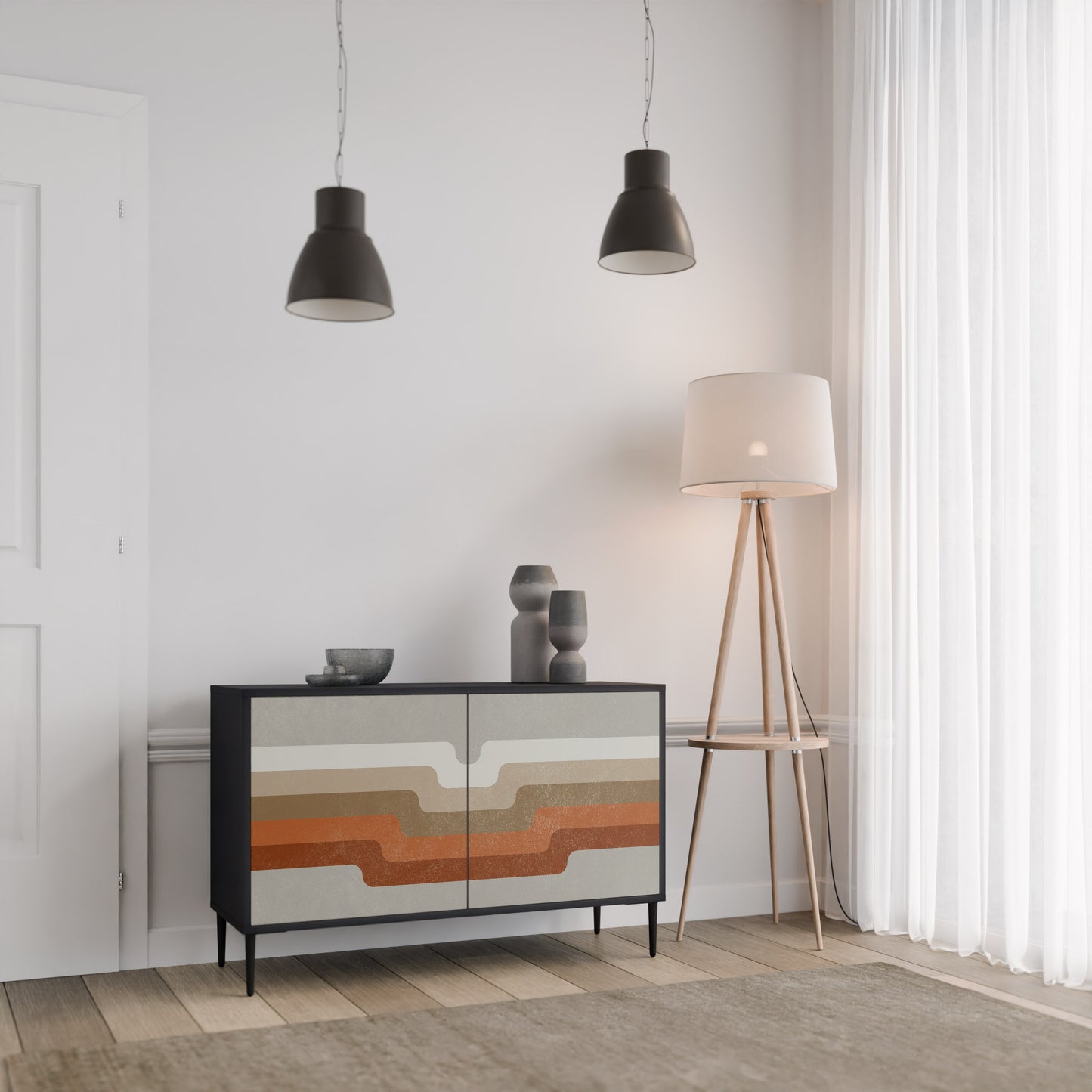 PECULIAR TRAIL 2-Door Sideboard in Black Finish