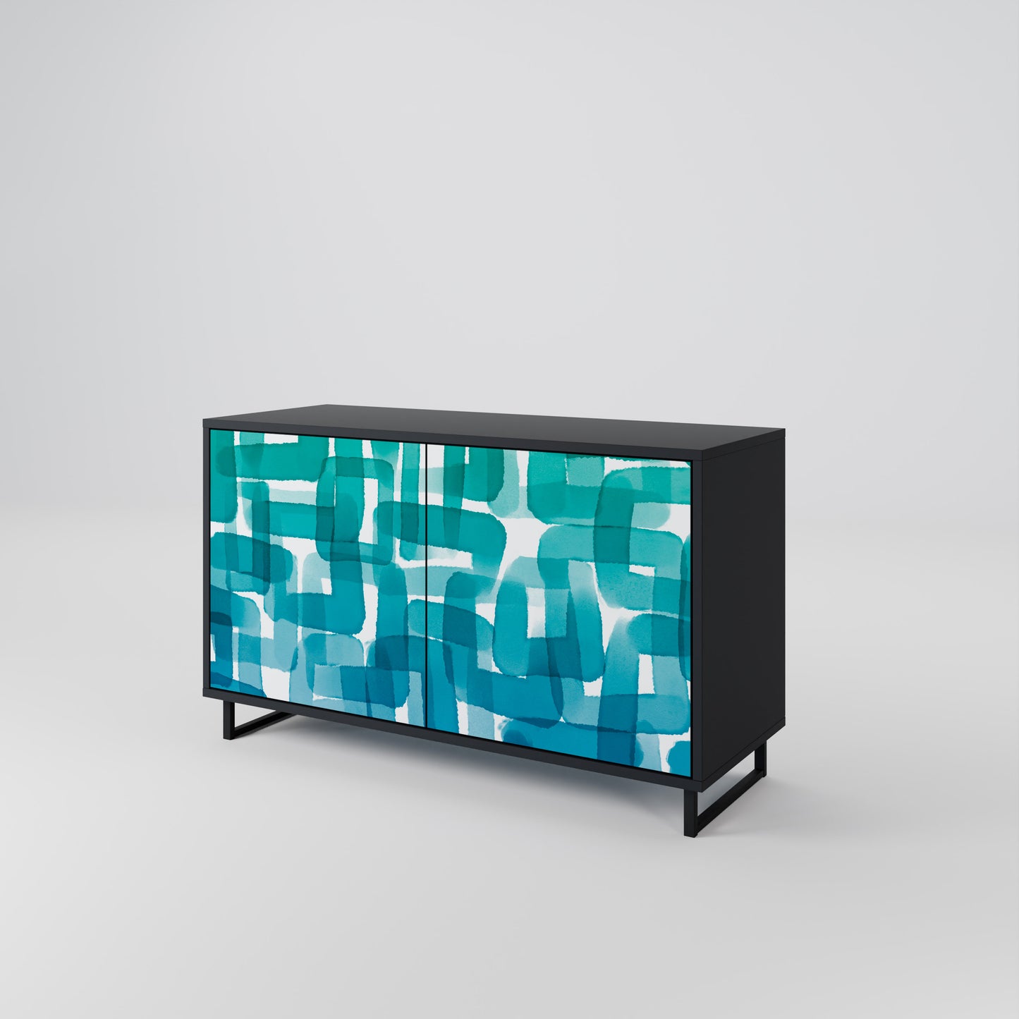 TURKOS RECTANGLES 2-dörrars skänk i svart finish