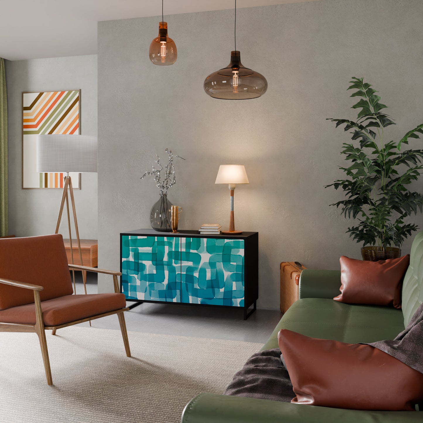 TURKOS RECTANGLES 2-dörrars skänk i svart finish