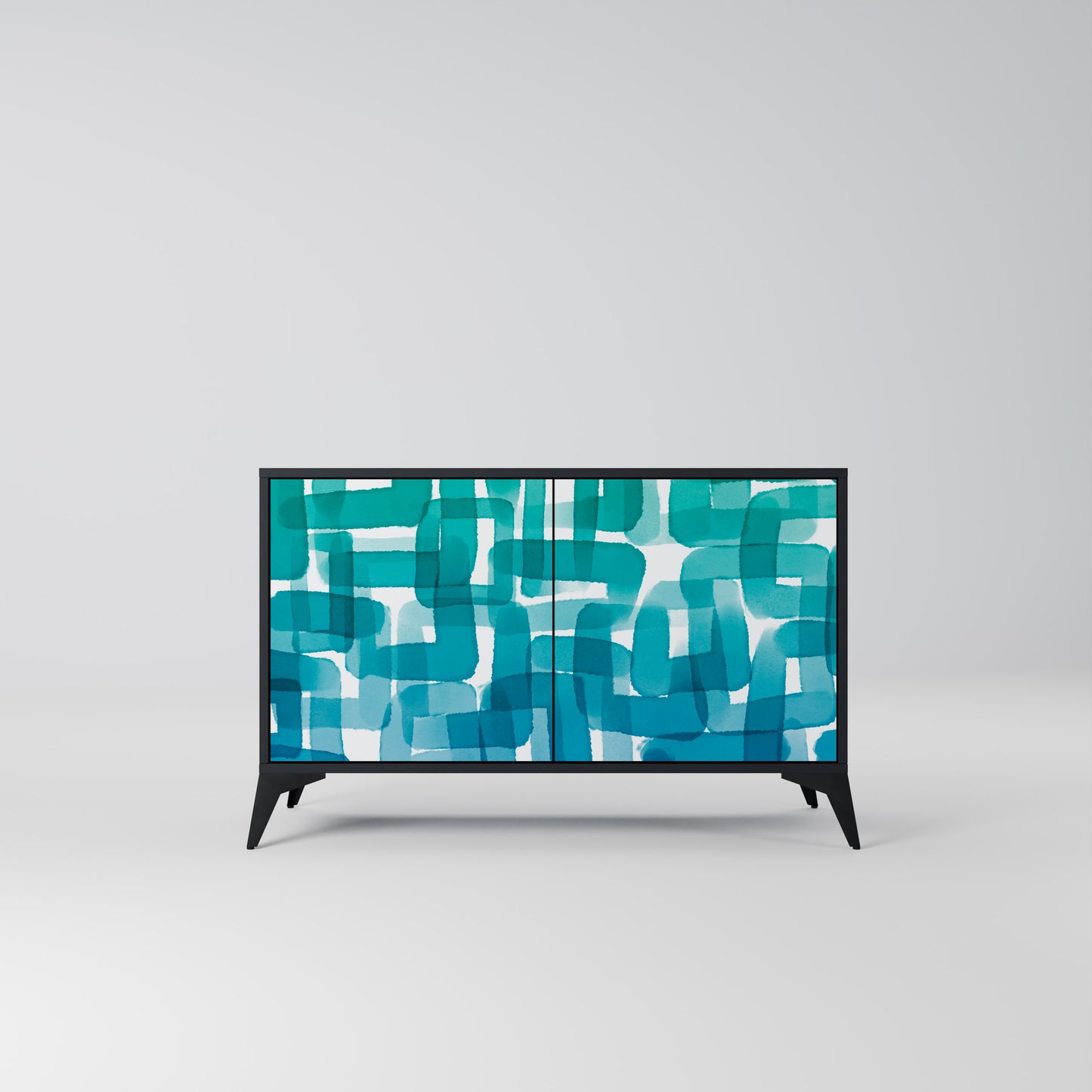 TURKOS RECTANGLES 2-dörrars skänk i svart finish