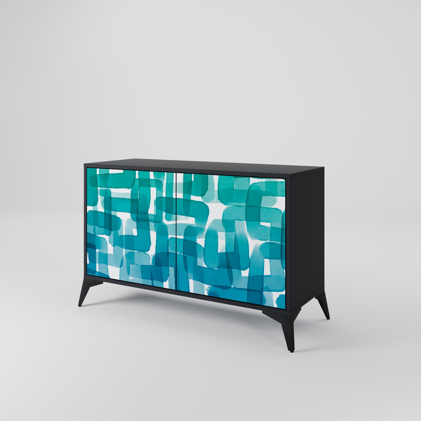 TURKOS RECTANGLES 2-dörrars skänk i svart finish