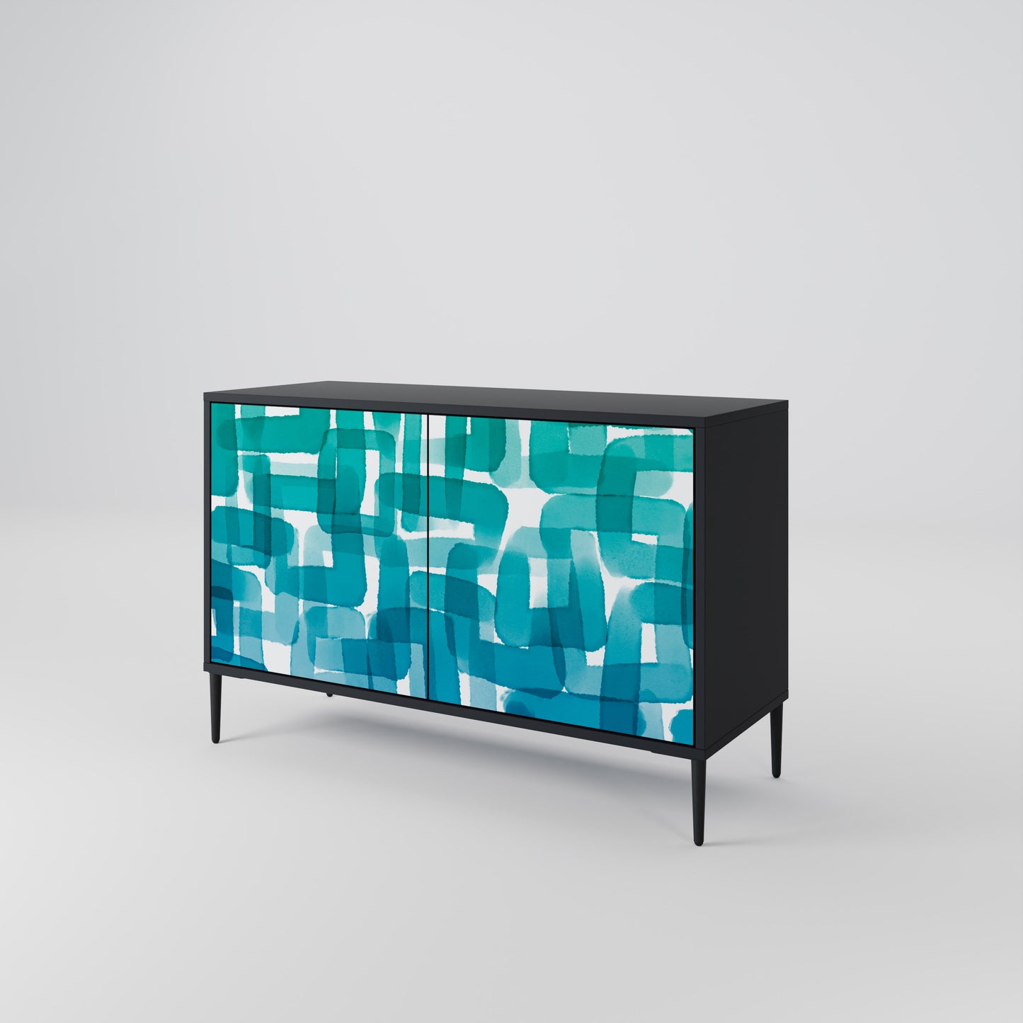 TURKOS RECTANGLES 2-dörrars skänk i svart finish