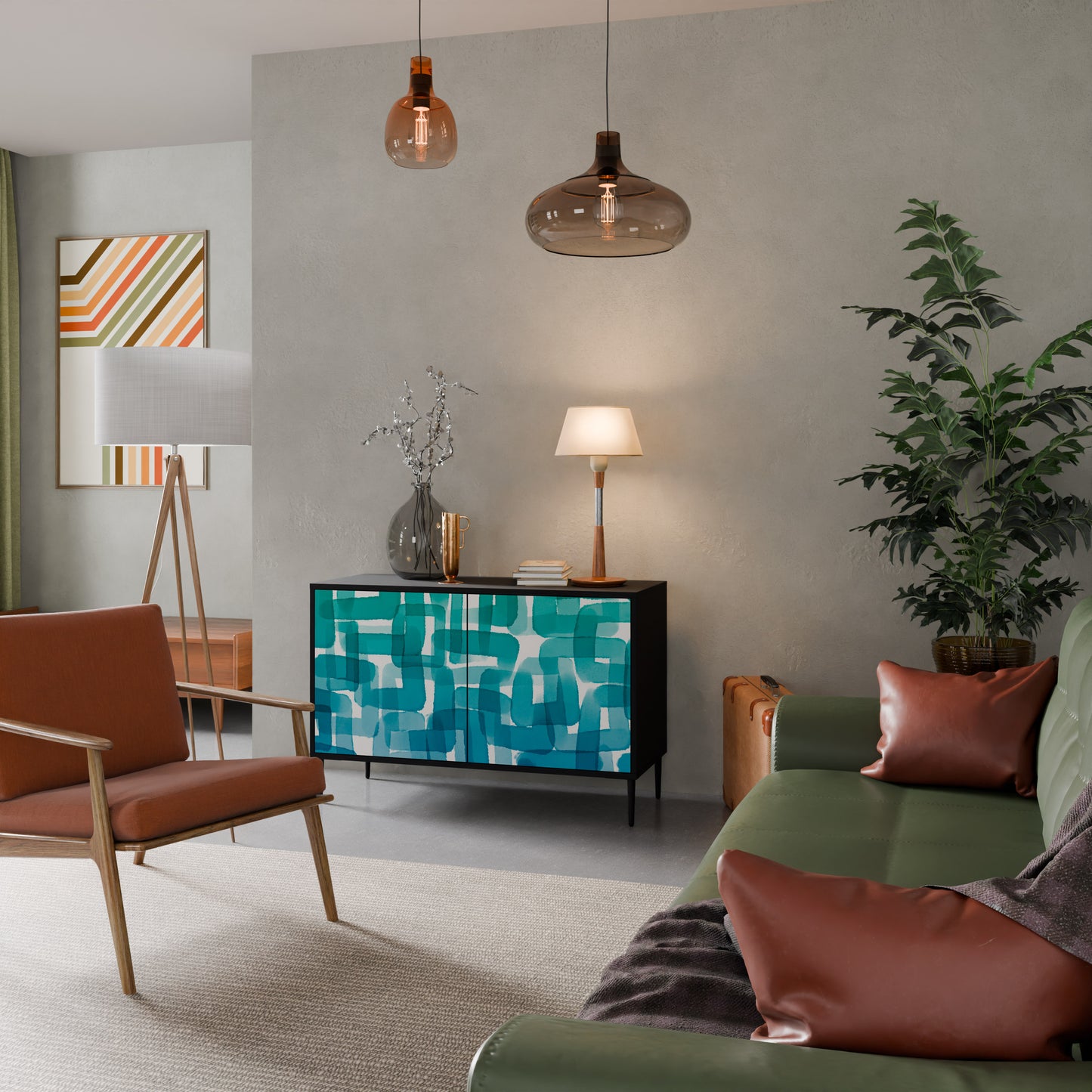 TURKOS RECTANGLES 2-dörrars skänk i svart finish