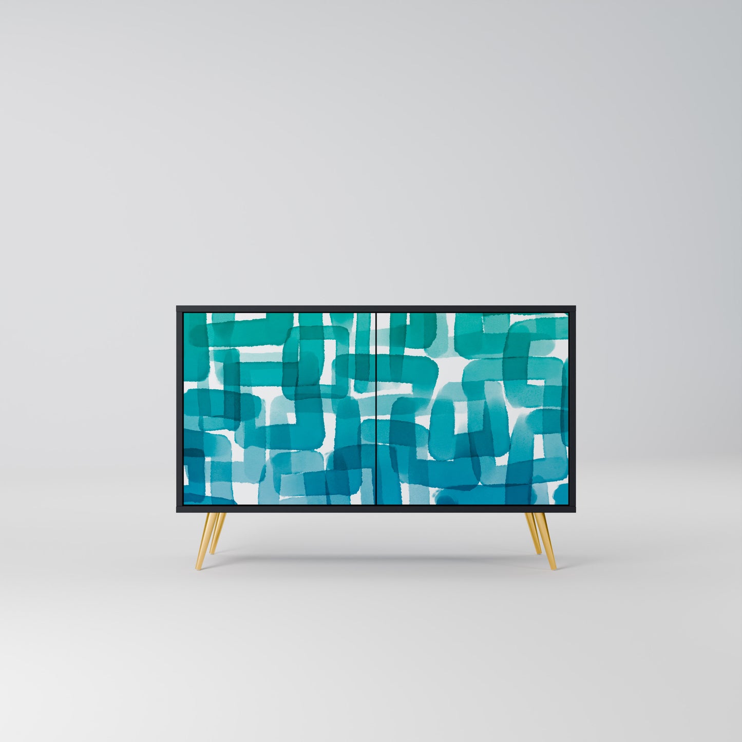 TURKOS RECTANGLES 2-dörrars skänk i svart finish