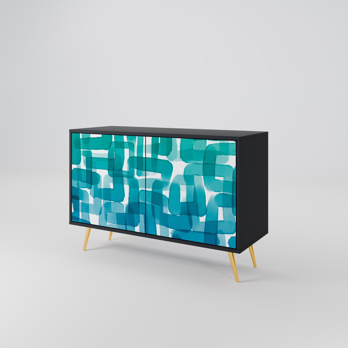 TURKOS RECTANGLES 2-dörrars skänk i svart finish
