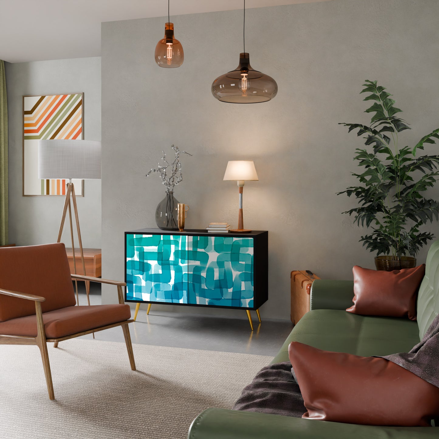 TURKOS RECTANGLES 2-dörrars skänk i svart finish