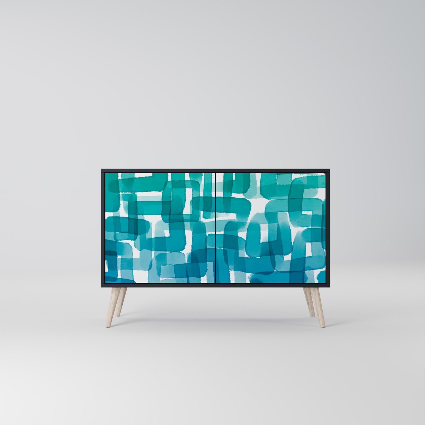 TURKOS RECTANGLES 2-dörrars skänk i svart finish