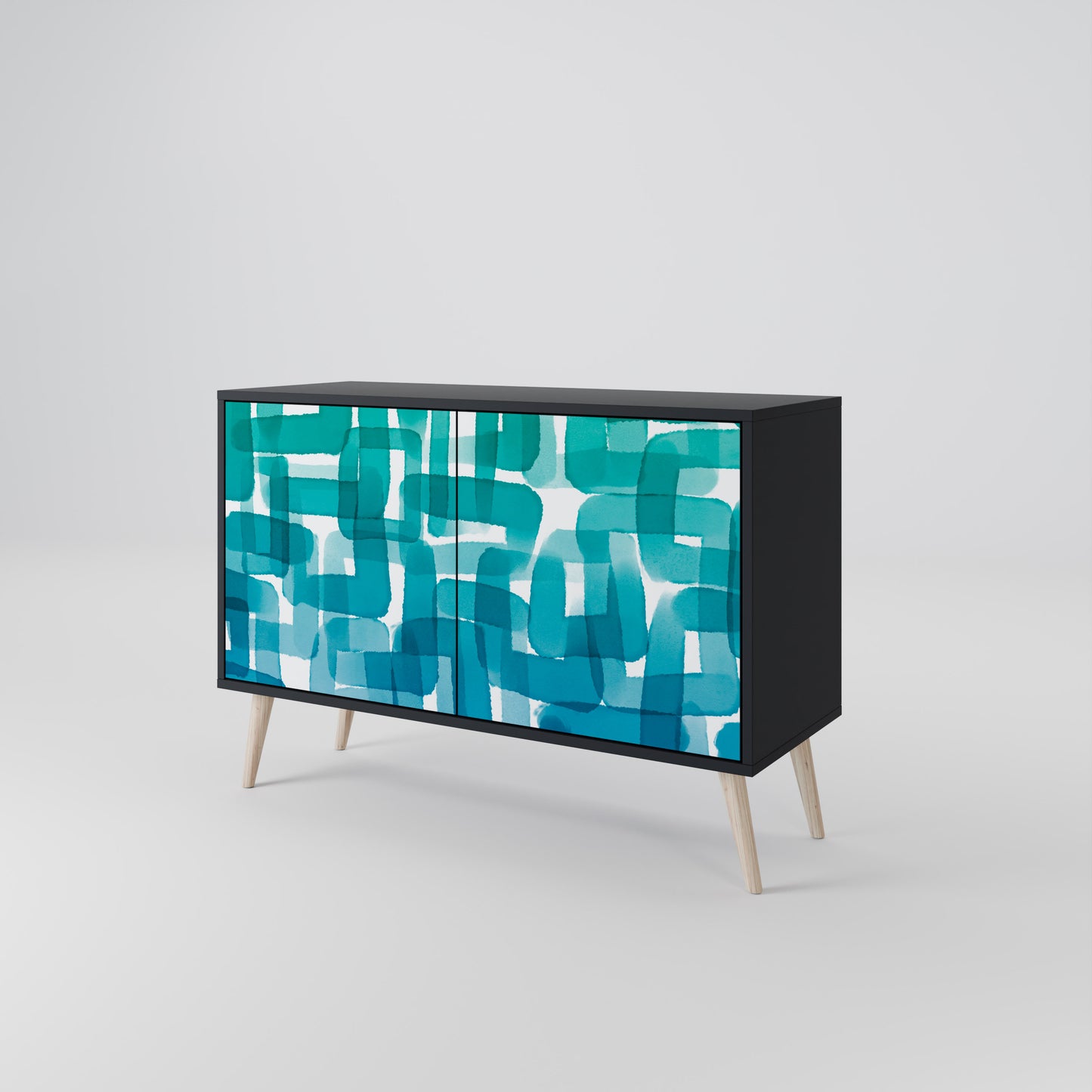 TURKOS RECTANGLES 2-dörrars skänk i svart finish