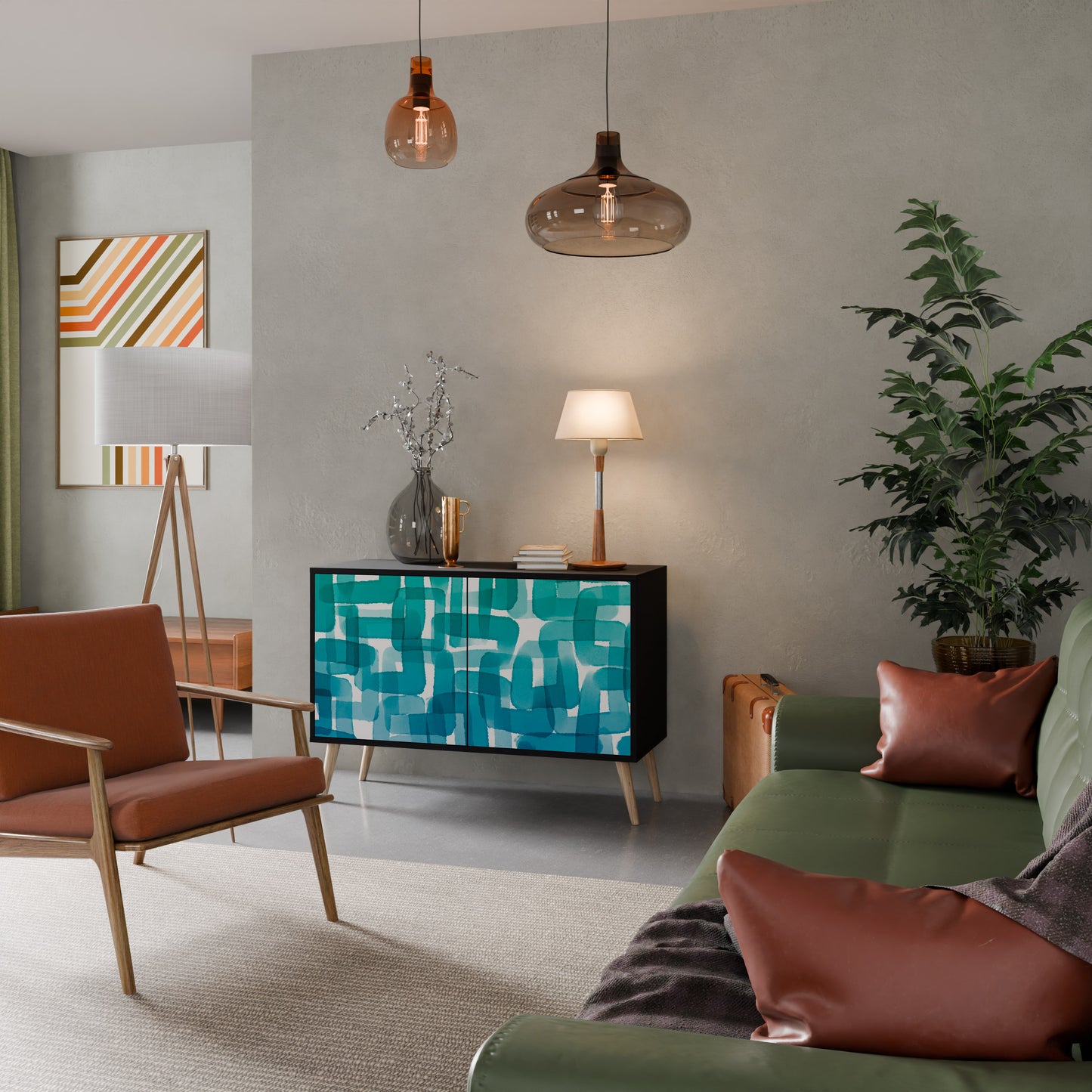 TURKOS RECTANGLES 2-dörrars skänk i svart finish
