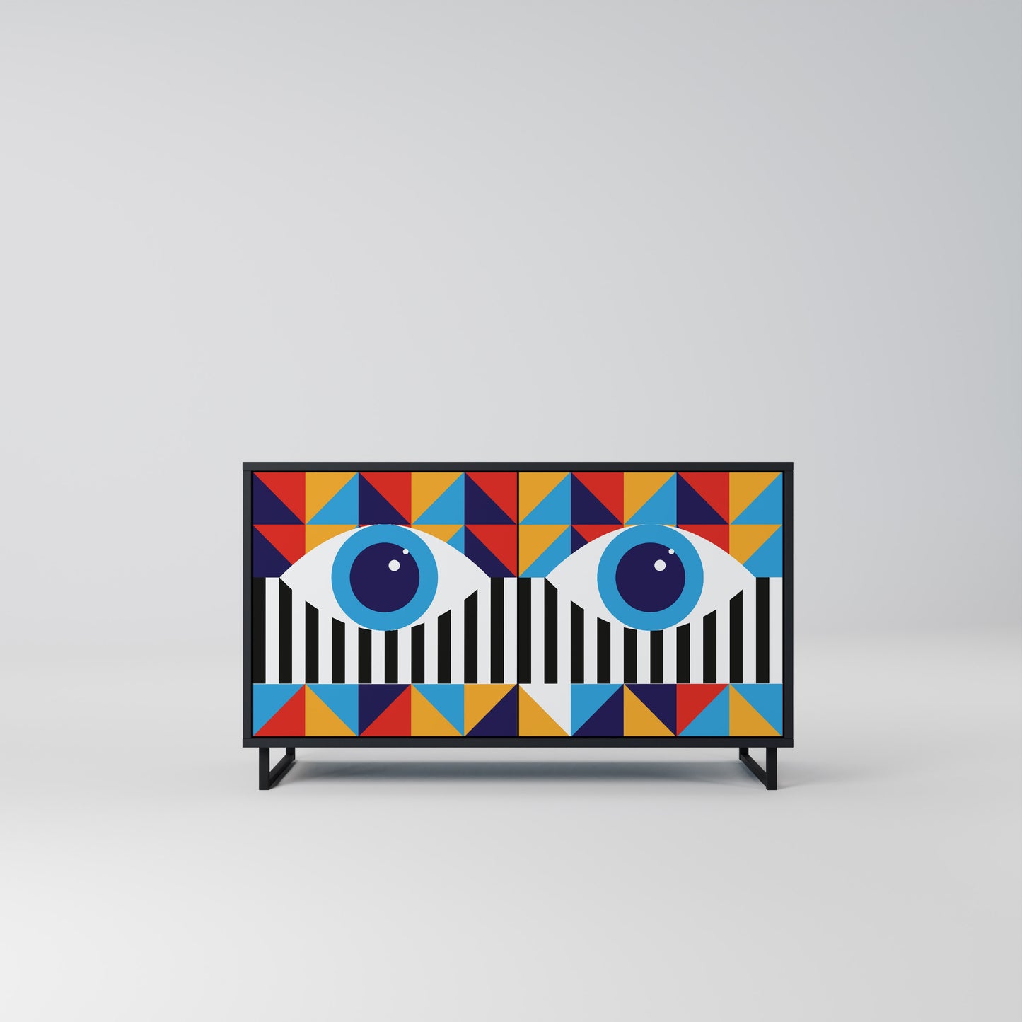 ABSTRACTION AND GEOMETRY 2-Door Sideboard in Black Finish