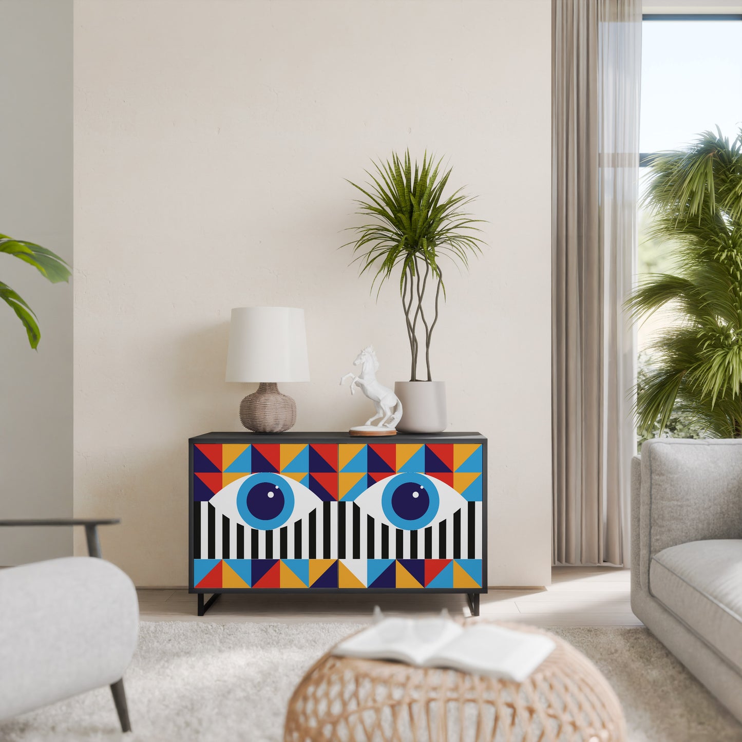 ABSTRACTION AND GEOMETRY 2-Door Sideboard in Black Finish