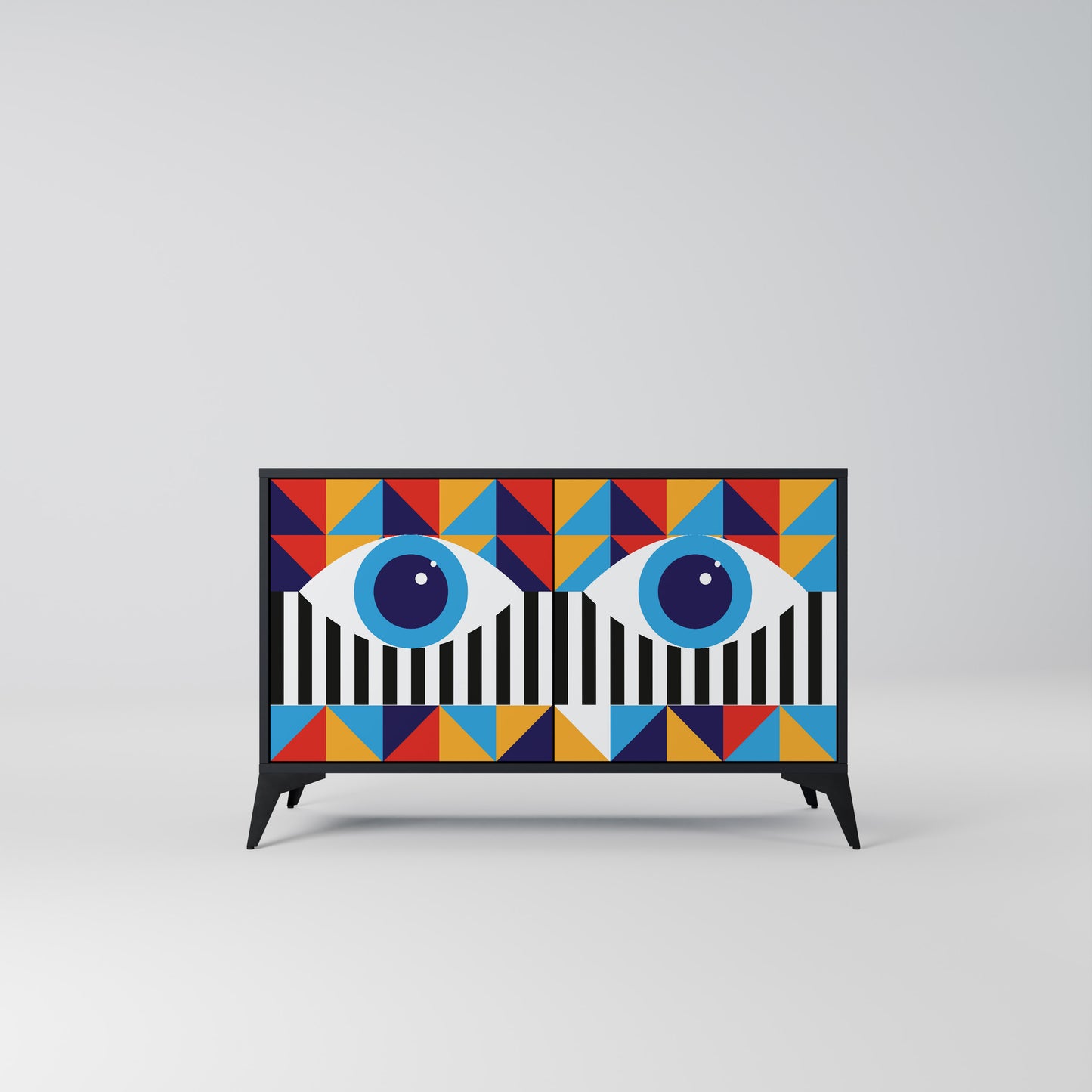 ABSTRACTION AND GEOMETRY 2-Door Sideboard in Black Finish