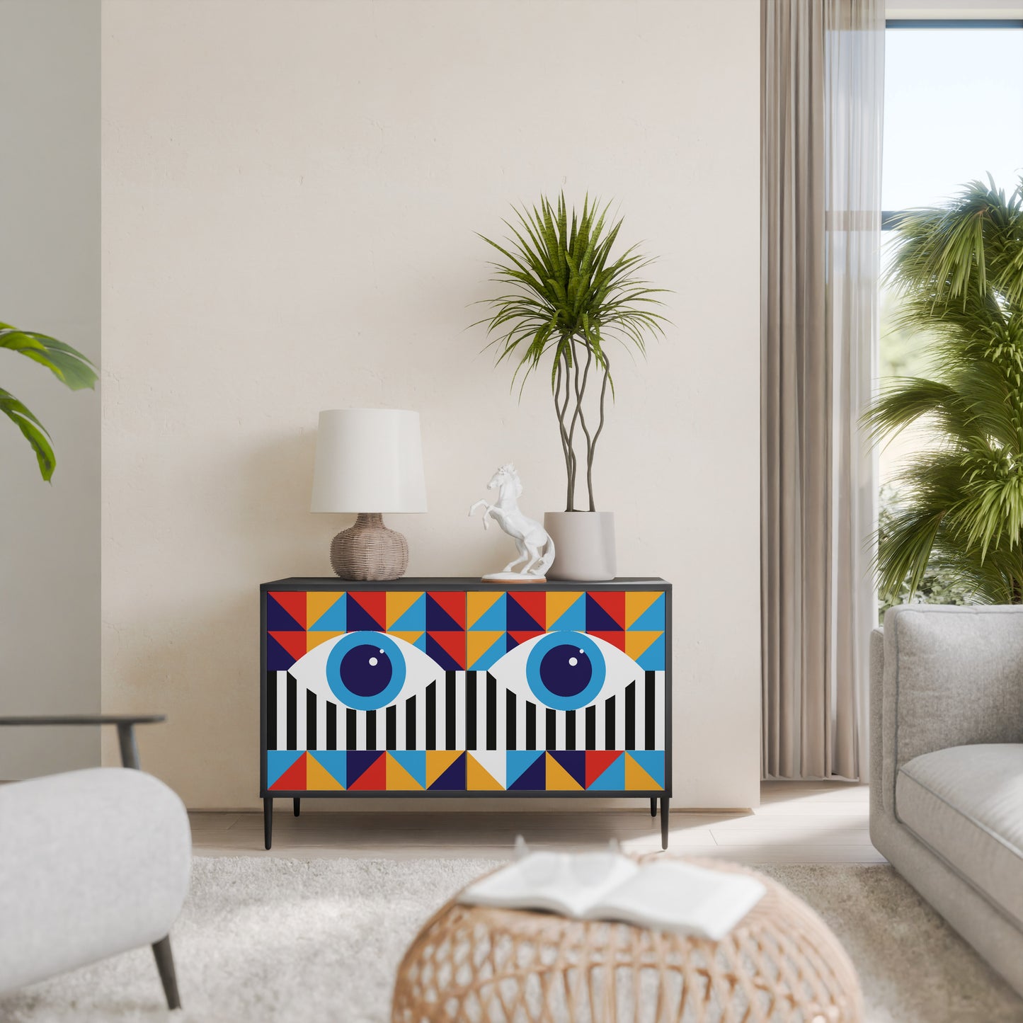 ABSTRACTION AND GEOMETRY 2-Door Sideboard in Black Finish