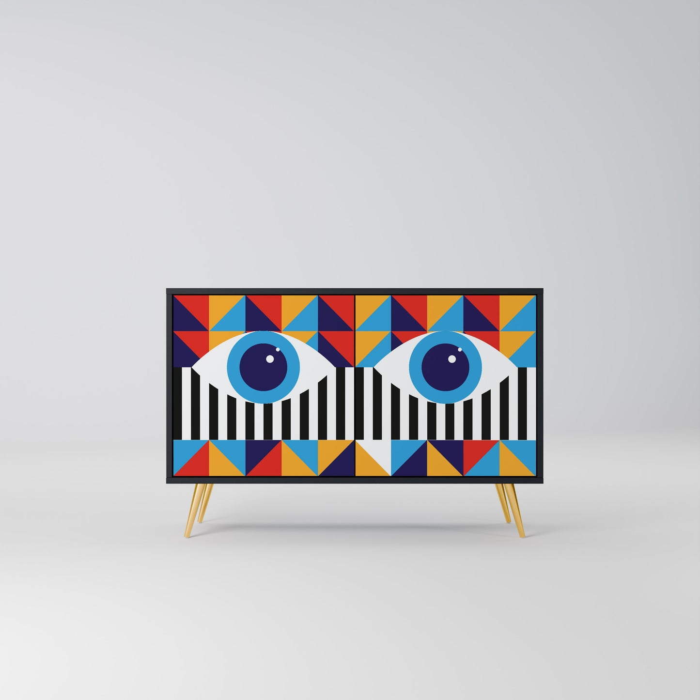 ABSTRACTION AND GEOMETRY 2-Door Sideboard in Black Finish