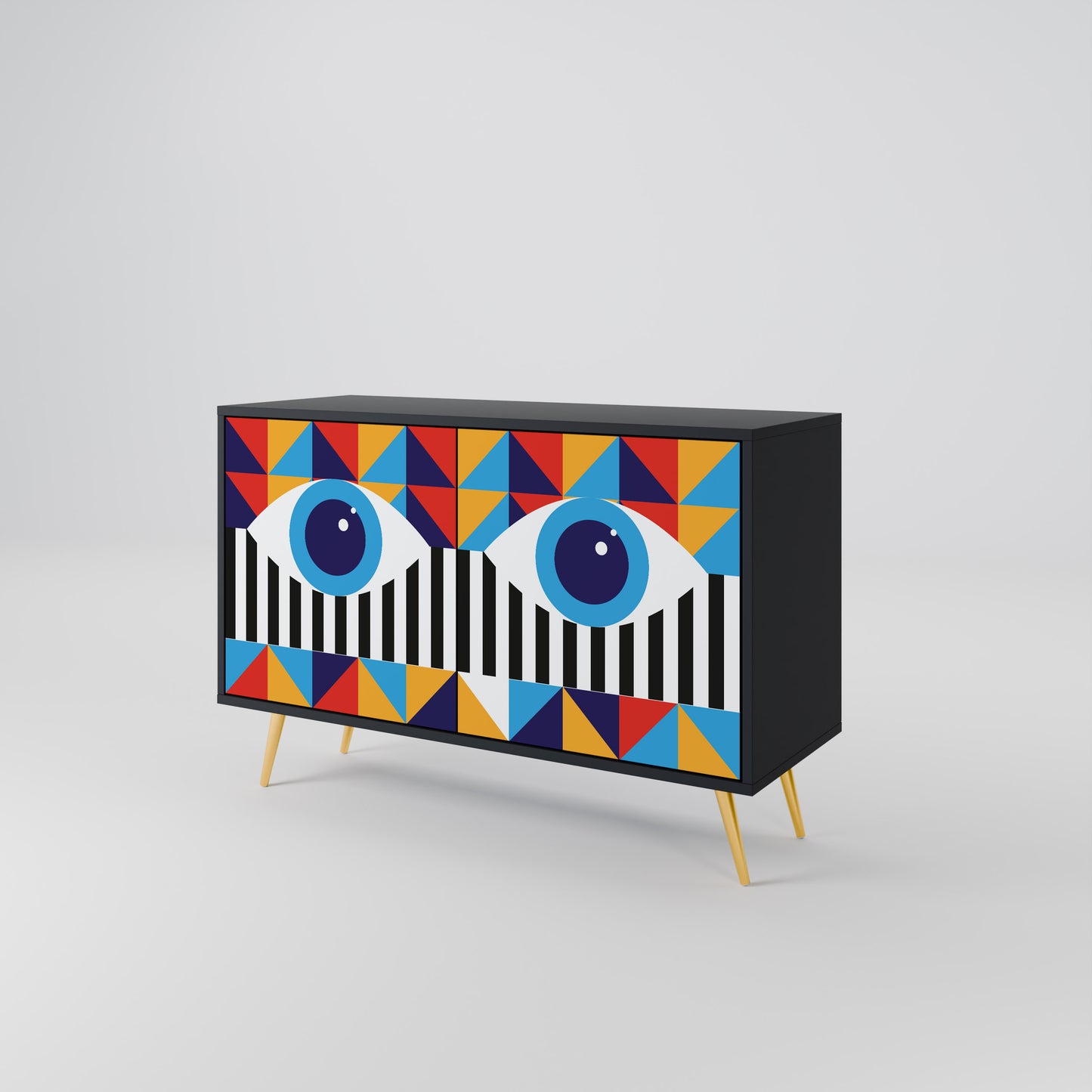 ABSTRACTION AND GEOMETRY 2-Door Sideboard in Black Finish