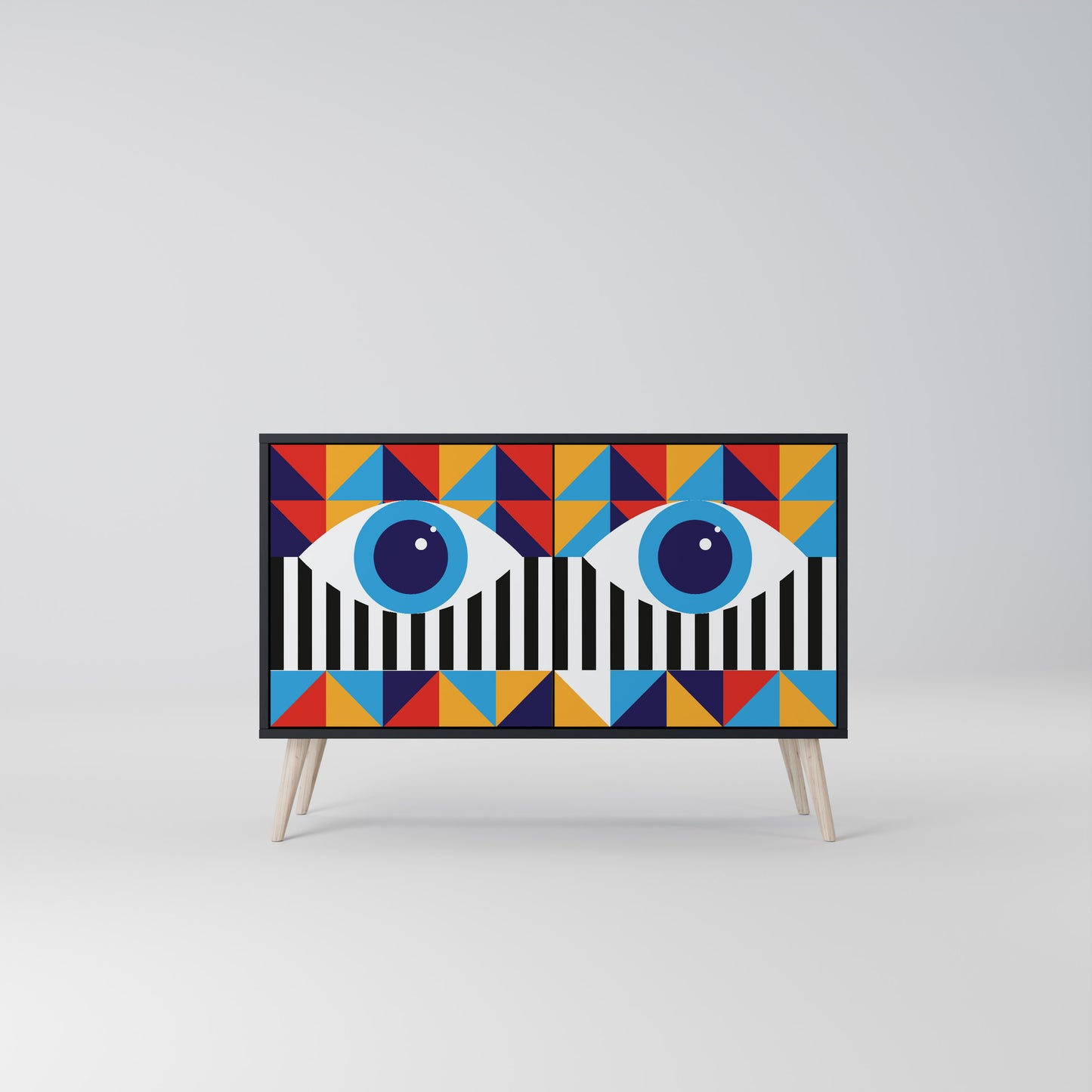 ABSTRACTION AND GEOMETRY 2-Door Sideboard in Black Finish