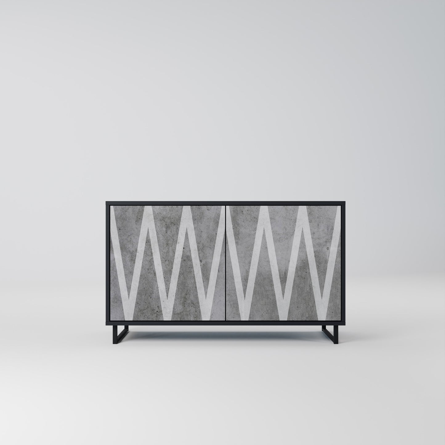 SOLID ZIG ZAG 2-dörrars skänk i svart finish