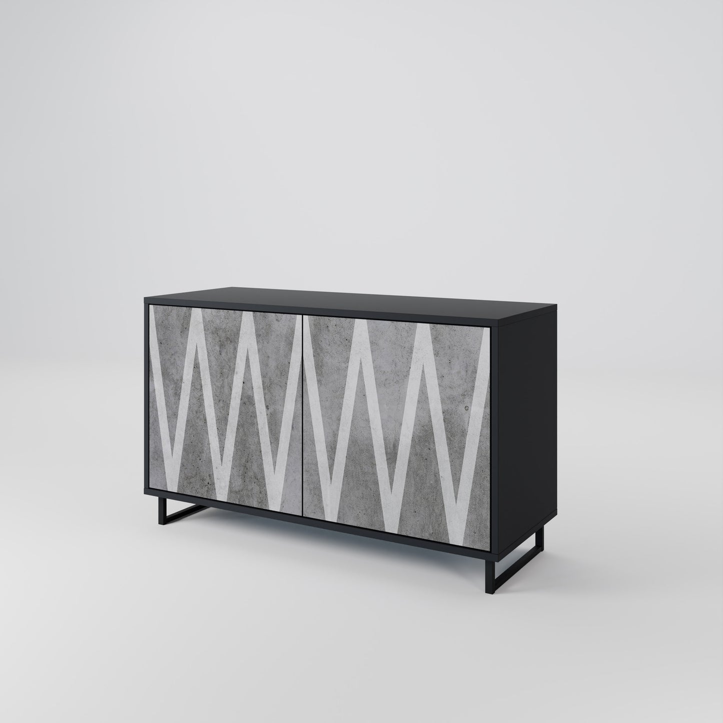 SOLID ZIG ZAG 2-dörrars skänk i svart finish