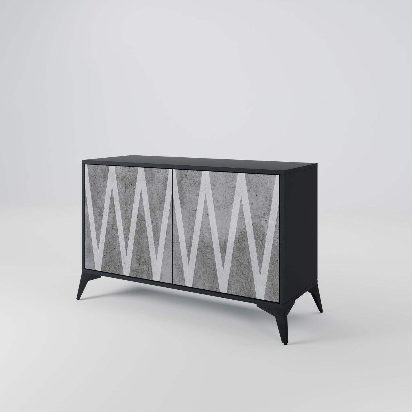 SOLID ZIG ZAG 2-dörrars skänk i svart finish