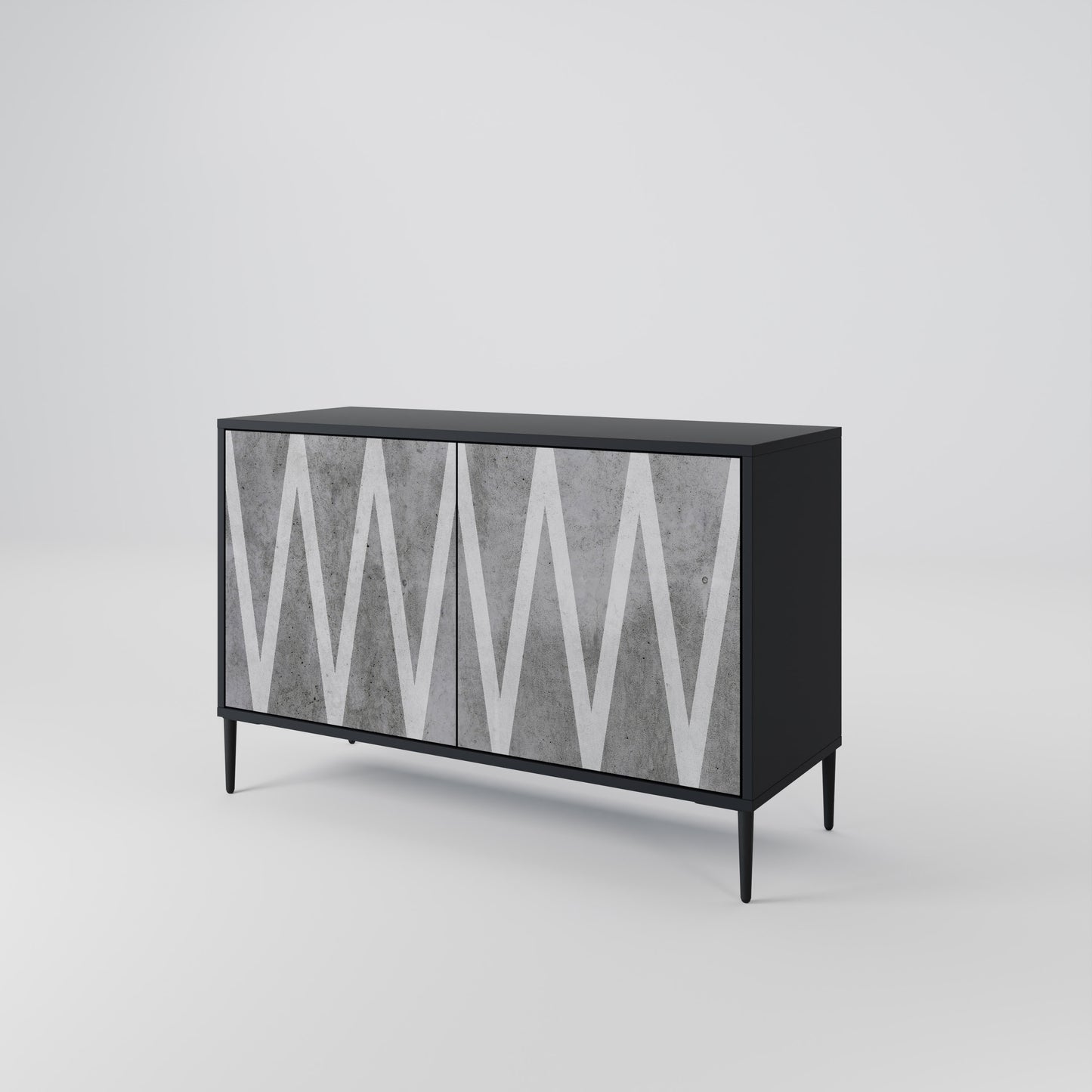 SOLID ZIG ZAG 2-dörrars skänk i svart finish