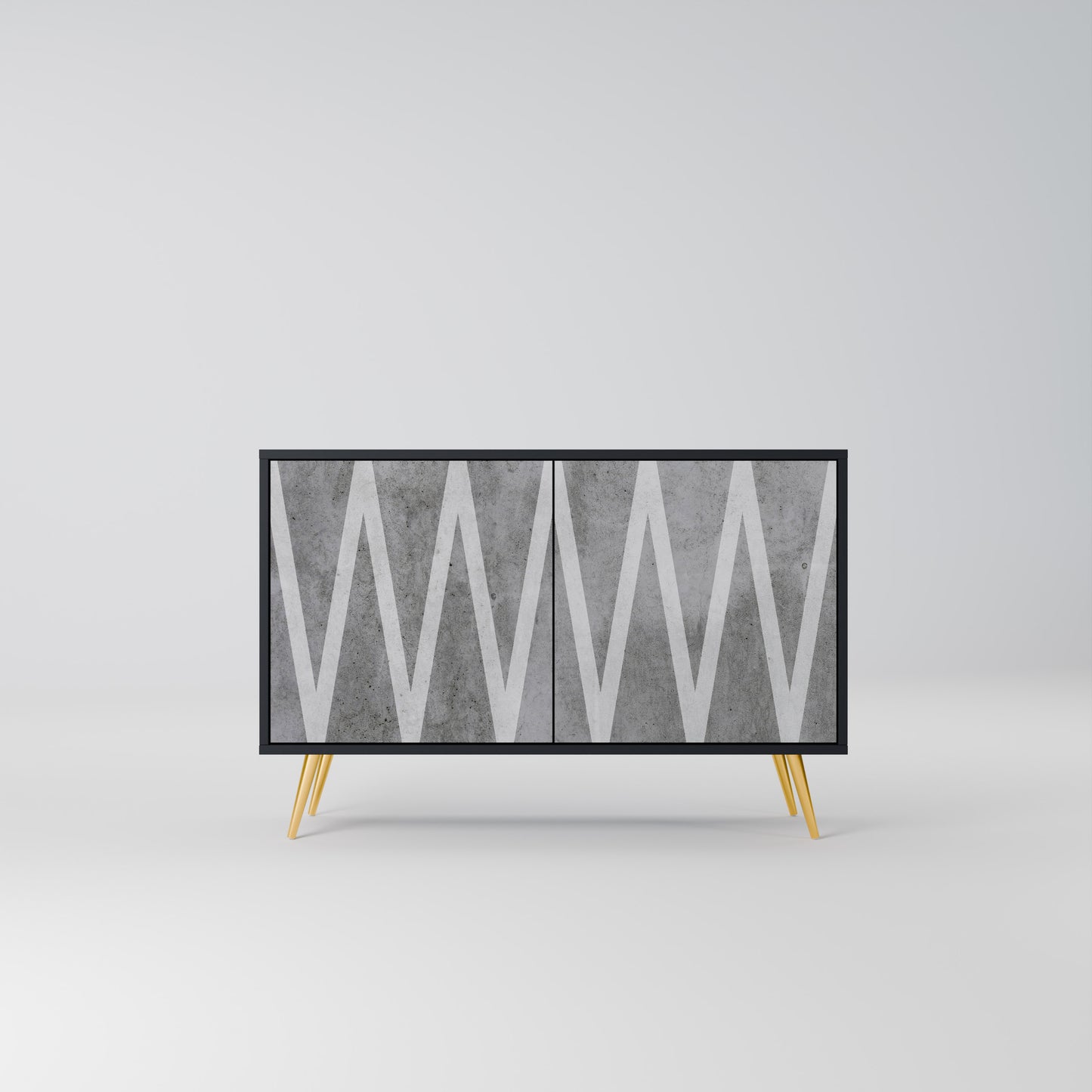 SOLID ZIG ZAG 2-dörrars skänk i svart finish