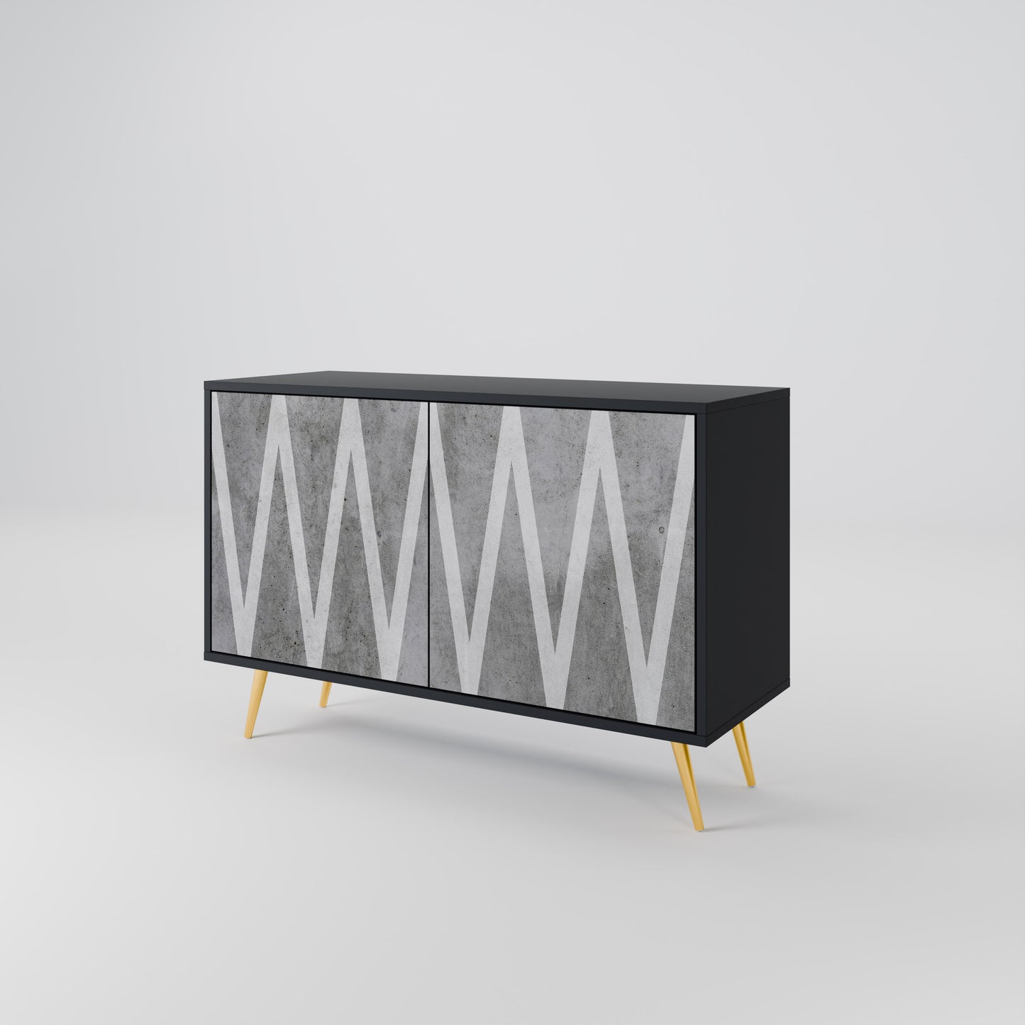 SOLID ZIG ZAG 2-dörrars skänk i svart finish