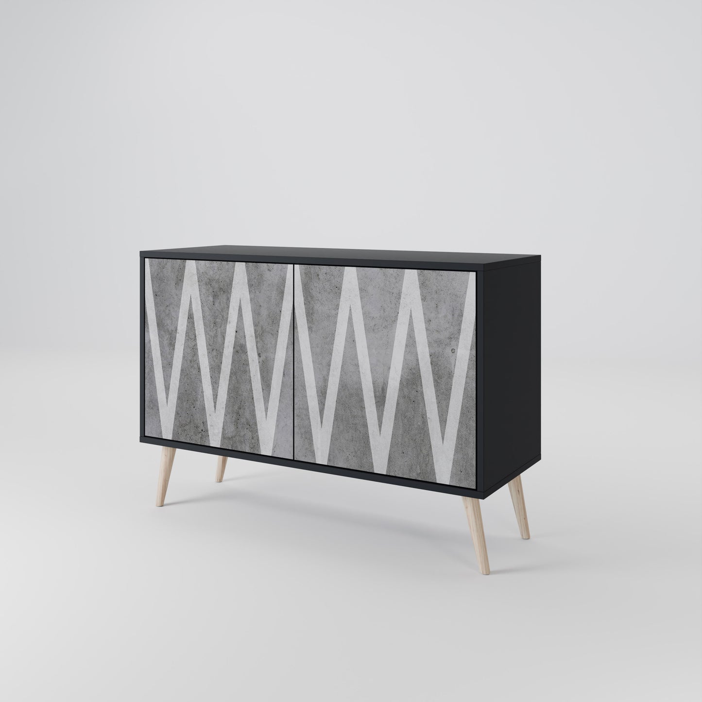 SOLID ZIG ZAG 2-dörrars skänk i svart finish