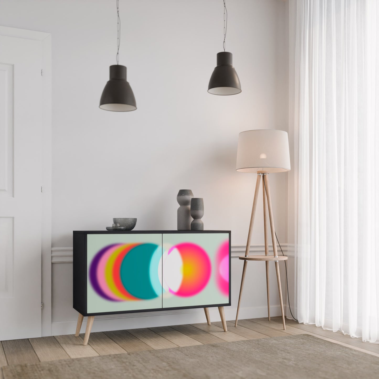 SYMPHONY OF COLORS 2-Door Sideboard in Black Finish