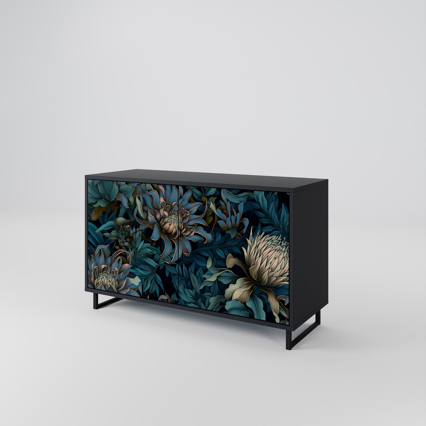 TWILIGHT BLOOM 2-dörrars skänk i svart finish