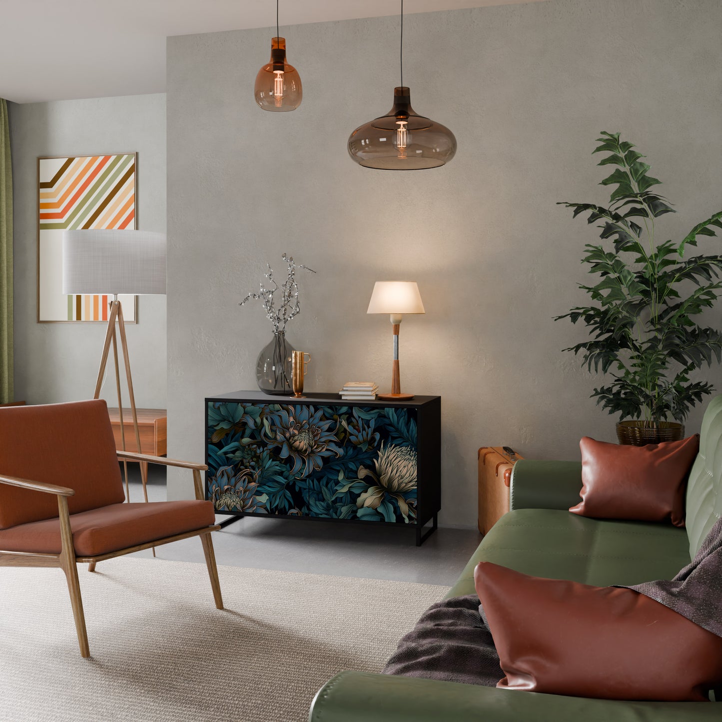 TWILIGHT BLOOM 2-dörrars skänk i svart finish