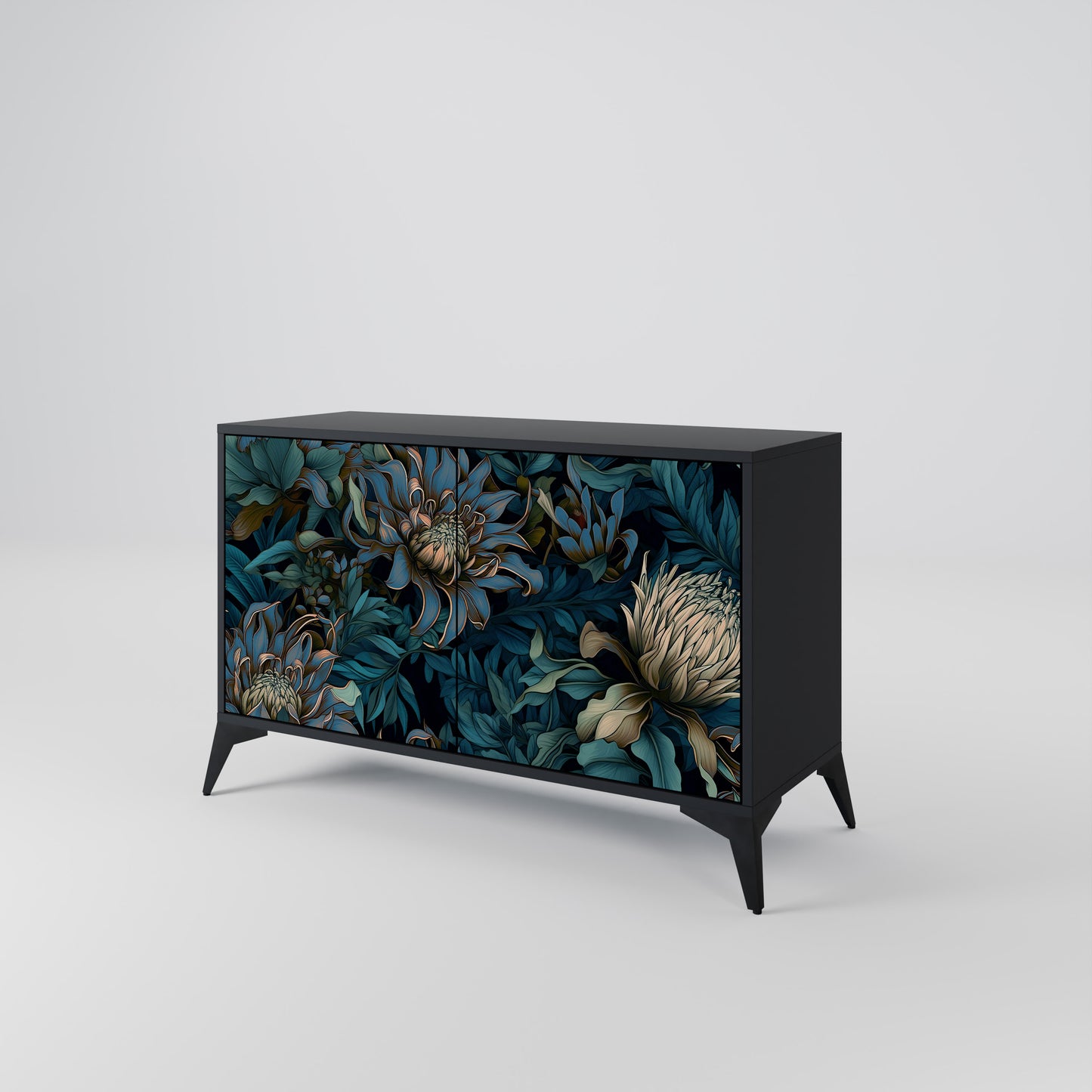 TWILIGHT BLOOM 2-dörrars skänk i svart finish