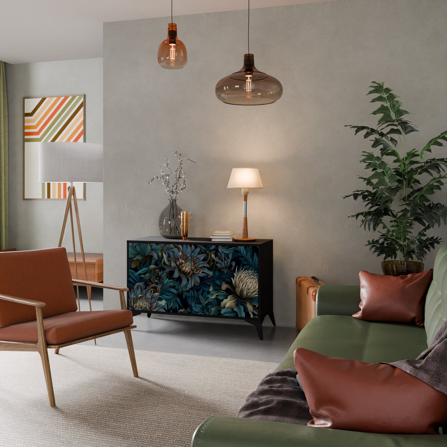 TWILIGHT BLOOM 2-dörrars skänk i svart finish