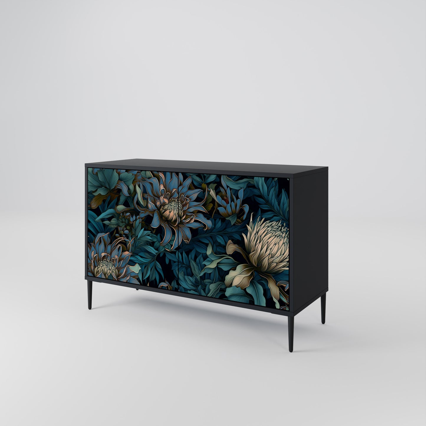 TWILIGHT BLOOM 2-dörrars skänk i svart finish